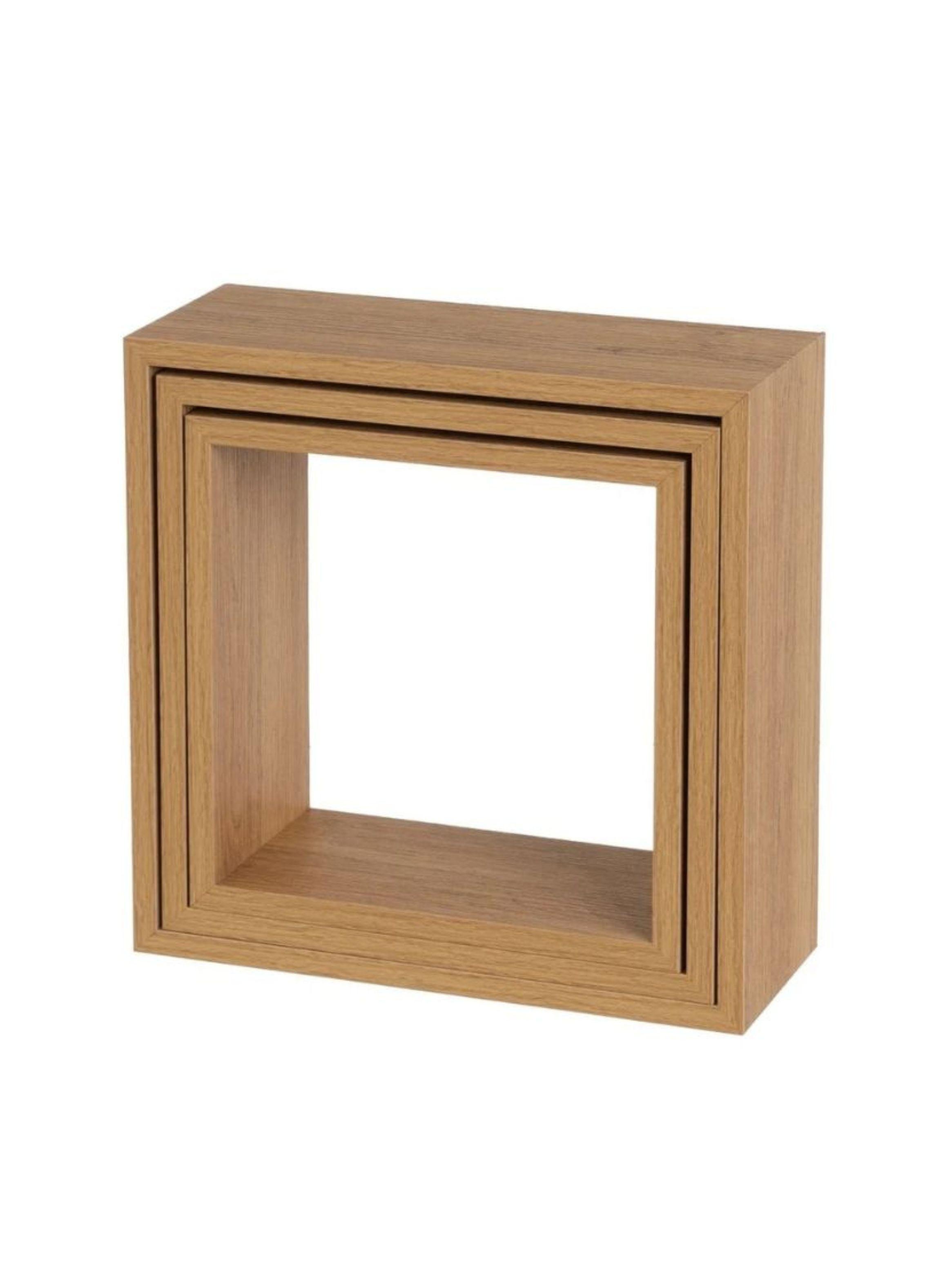 Set 3 Repisas Estantes Flotantes Cubo de Madera Cafe-3