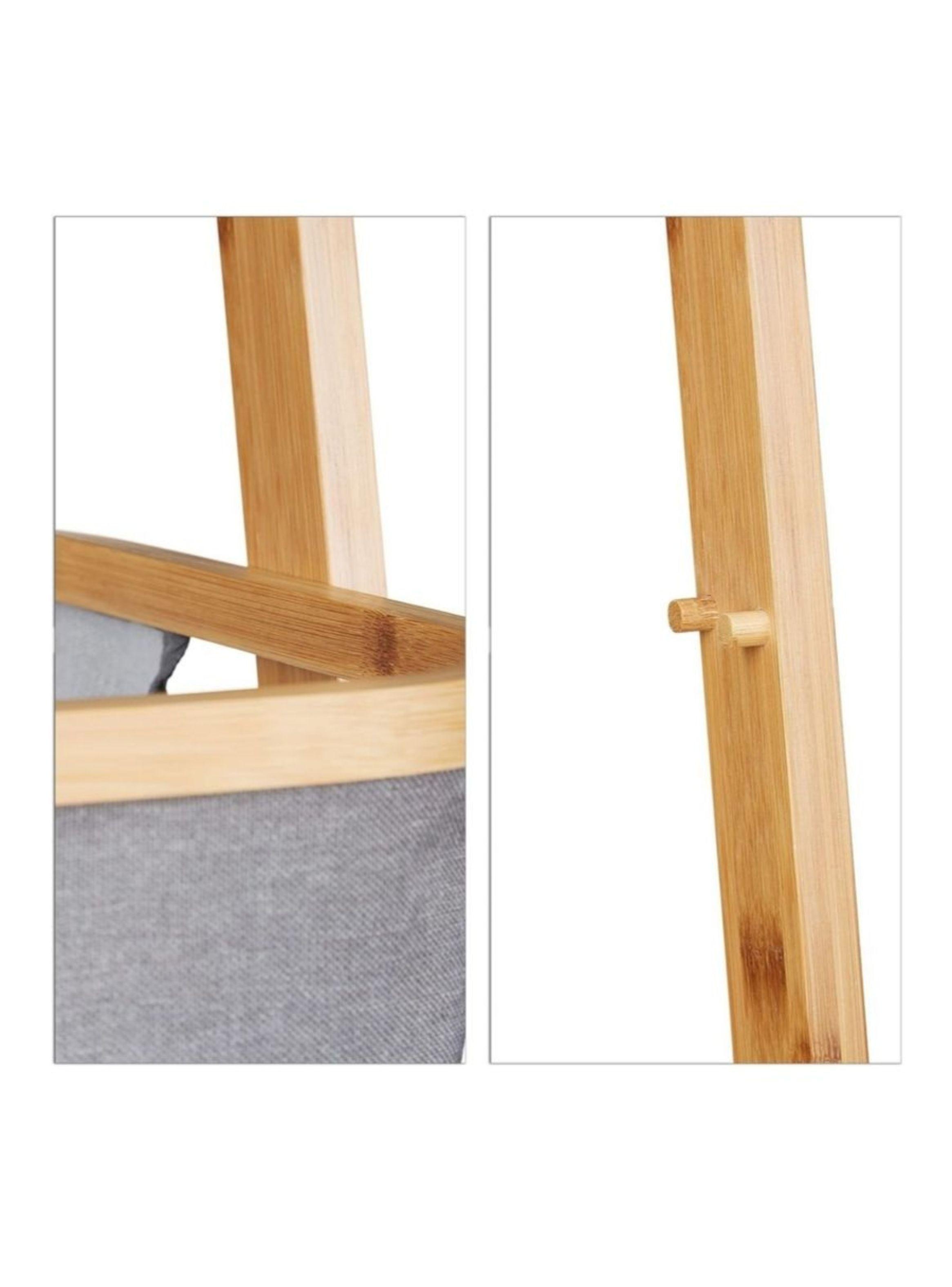 Toallero Escalera De Bambú Con Cesta De Almacenamiento-3