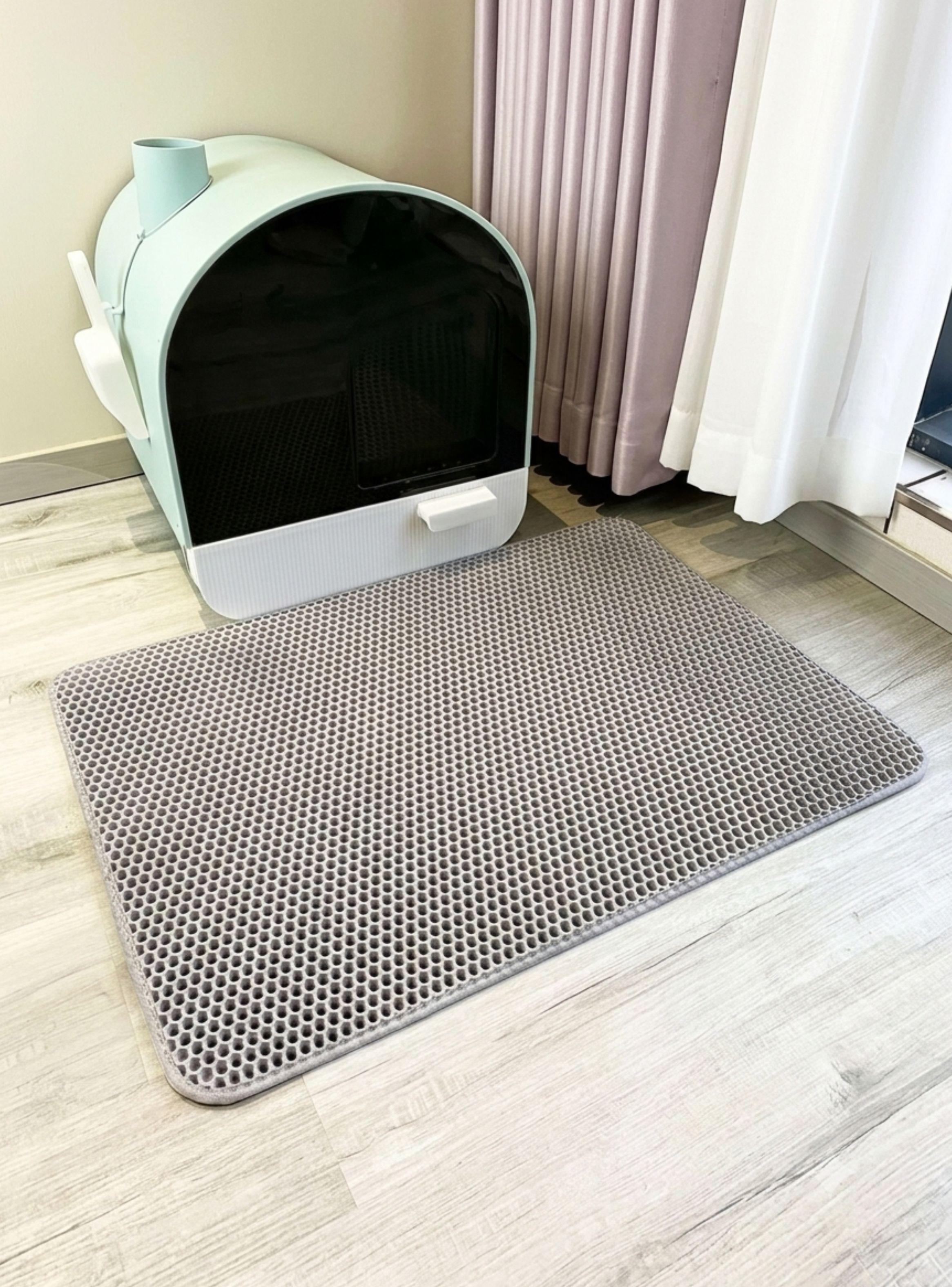  Alfombra Atrapa Arena De Gatos Tapete Arenero Doble Capa Gris 55x75-3