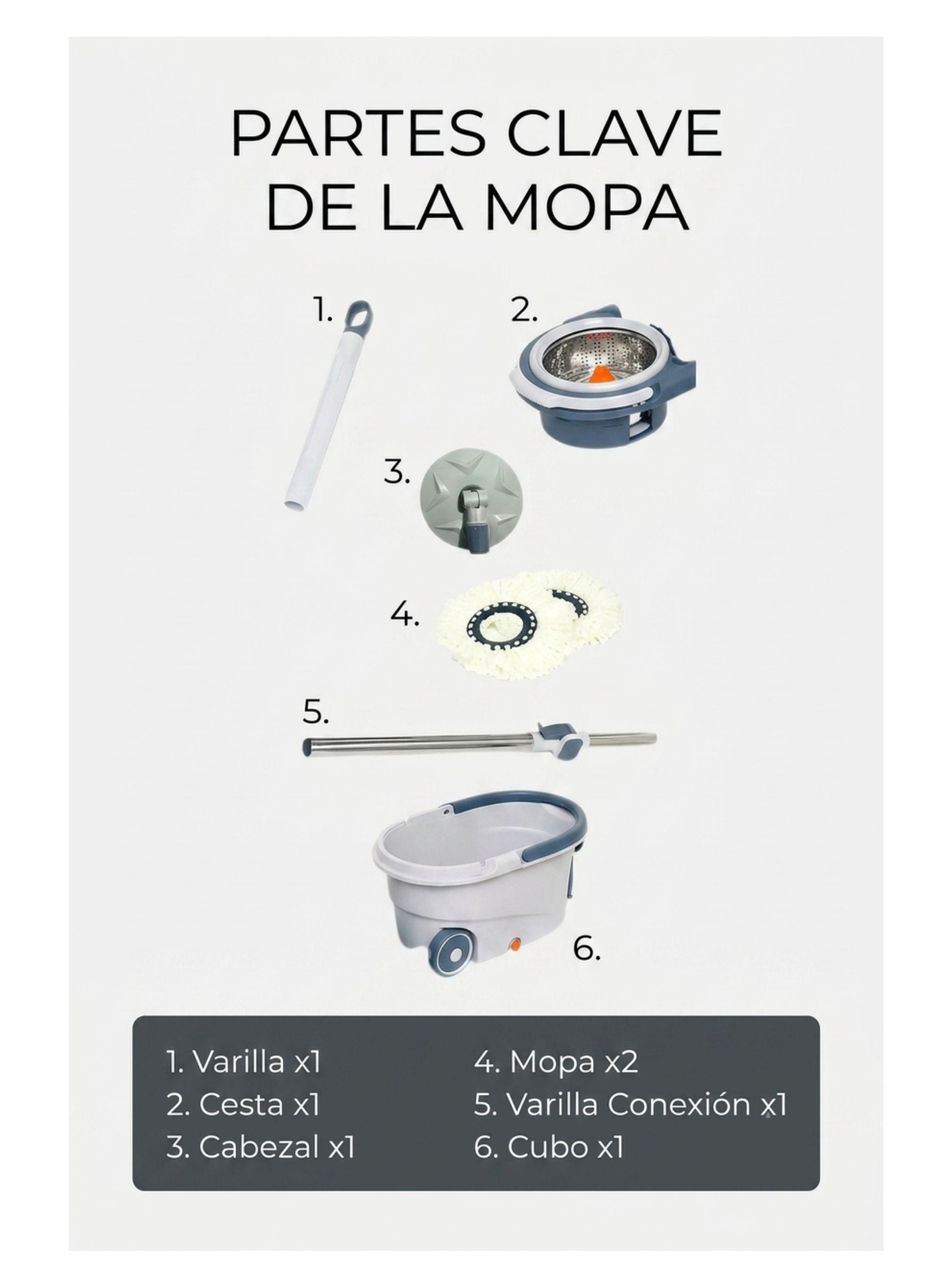 Mopa Giratoria 360 Con Balde Centrifugador Ruedas Maestro-3