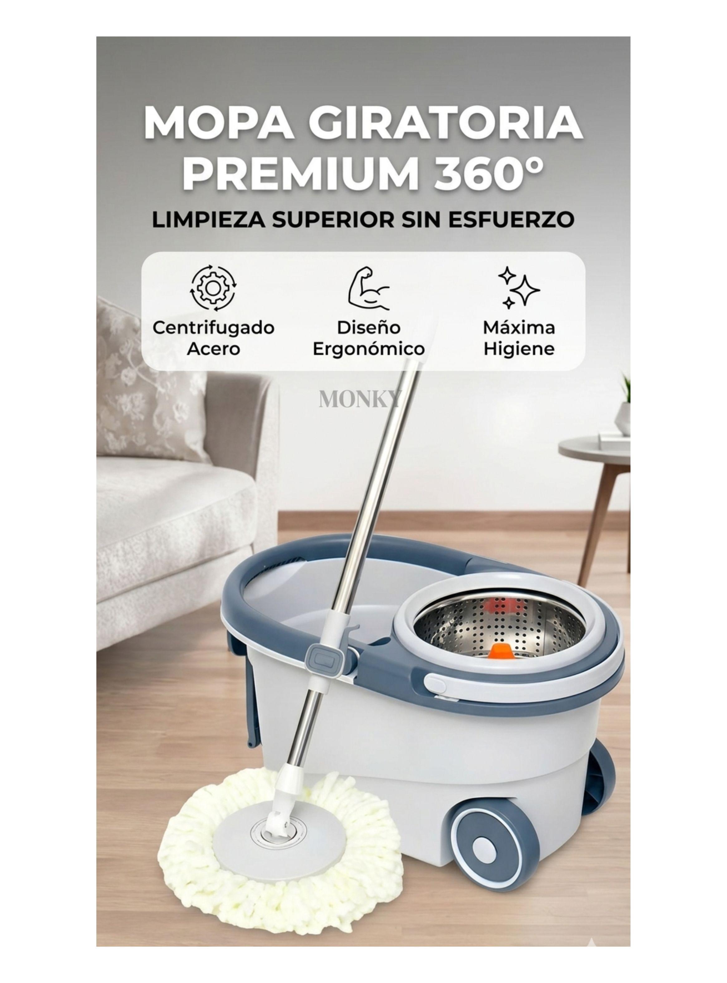 Mopa Giratoria 360 Con Balde Centrifugador Ruedas Maestro-4