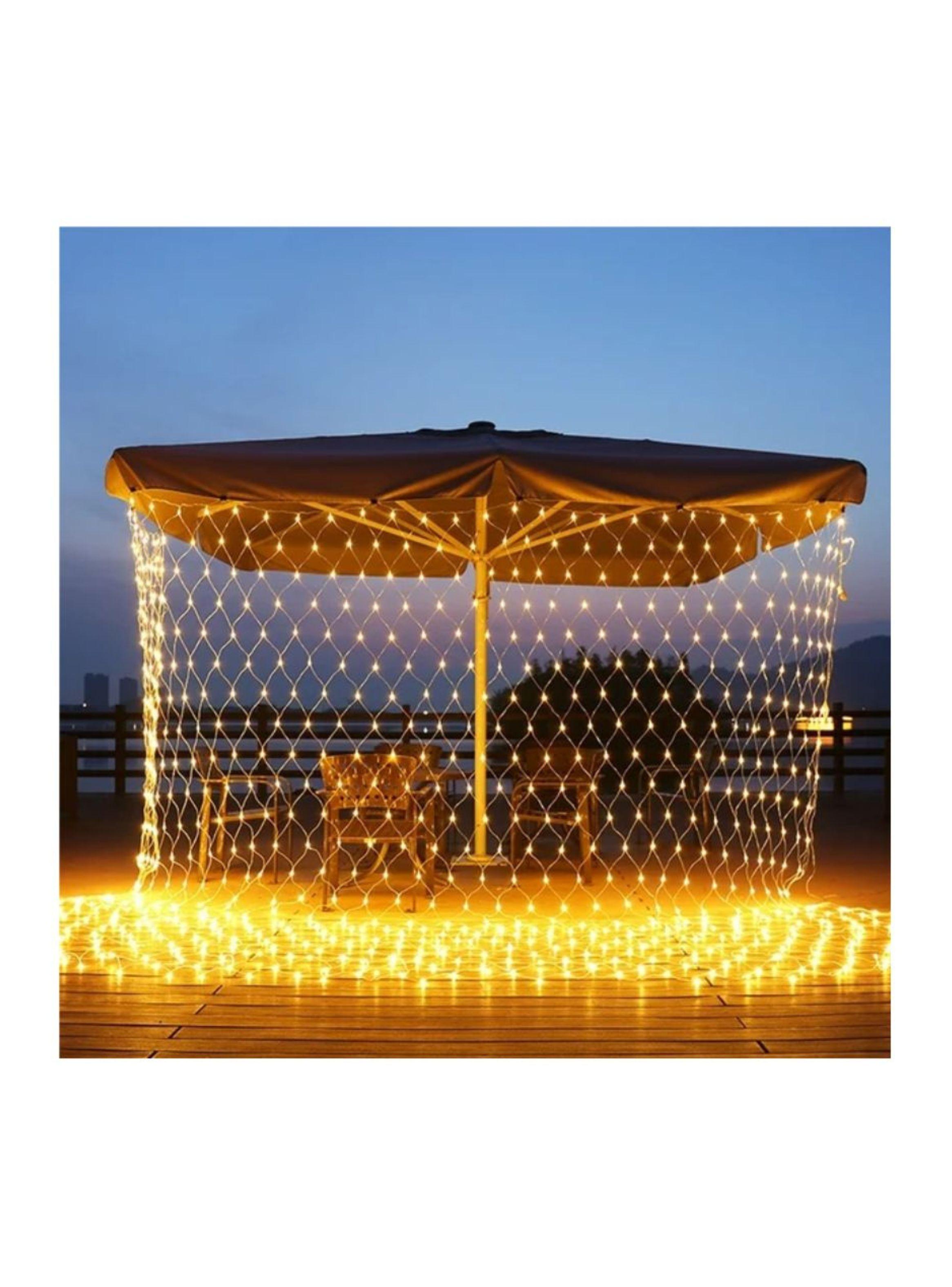Malla Cascada De Luces Solares 240 LED Amarillo 3x3 Metros-1