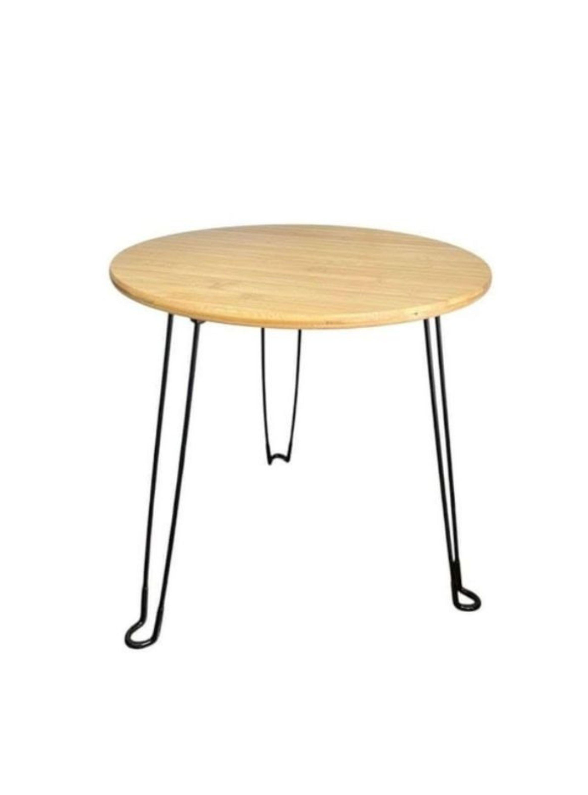 Mesa Auxiliar Plegable Bamboo Redonda Living Terraza-0