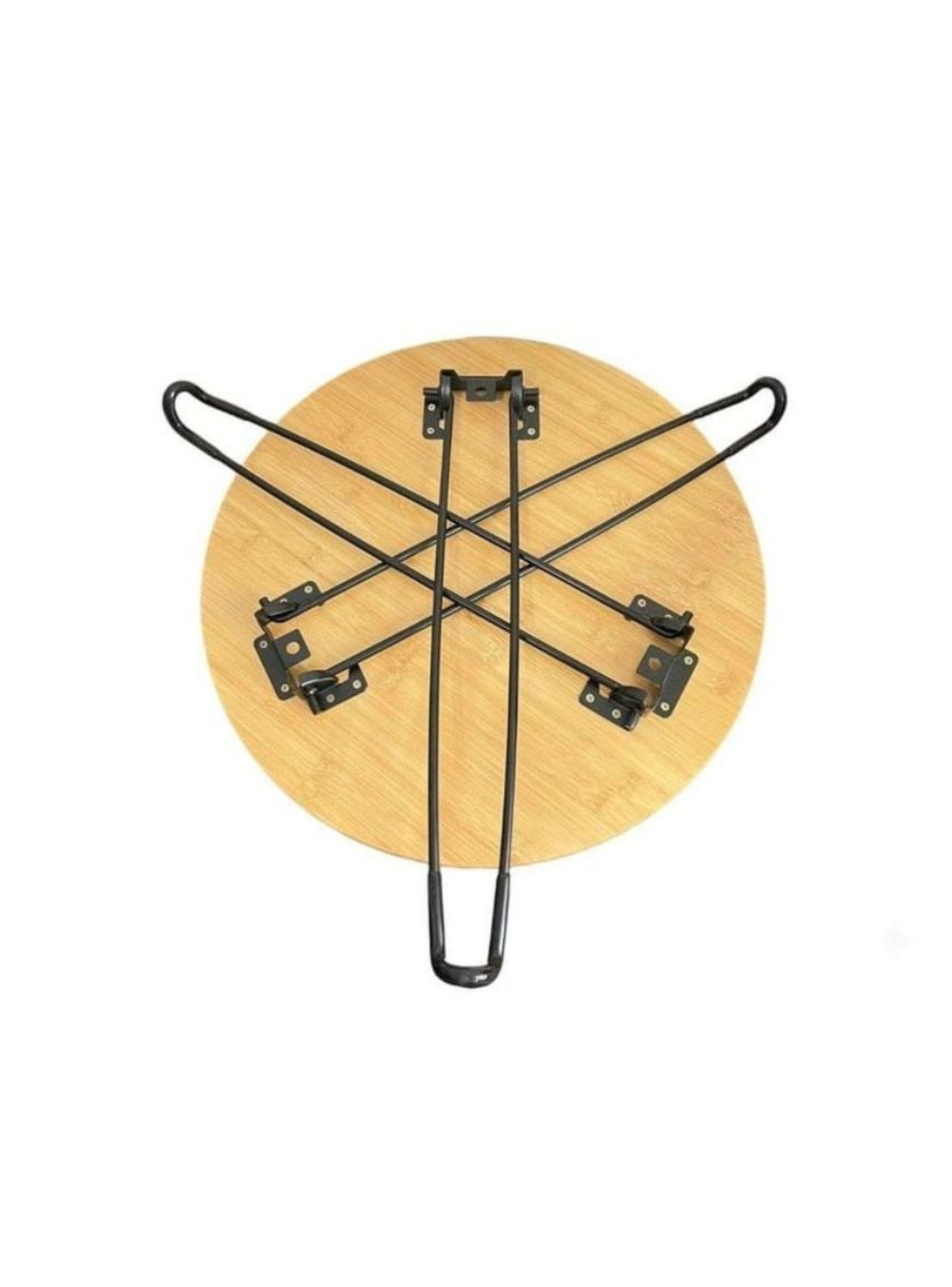 Mesa Auxiliar Plegable Bamboo Redonda Living Terraza-3