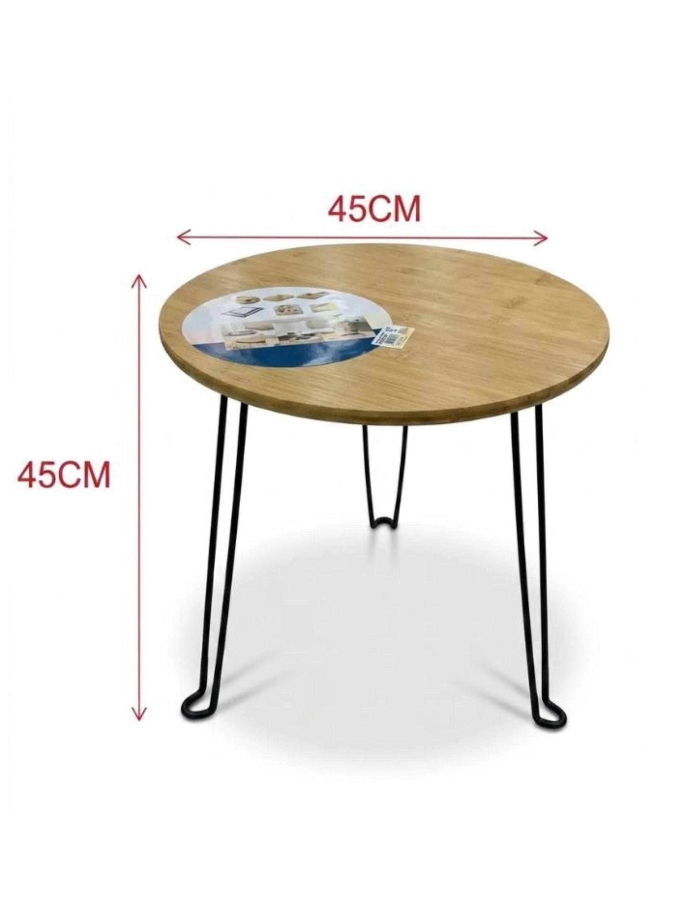 Mesa Auxiliar Plegable Bamboo Redonda Living Terraza-4