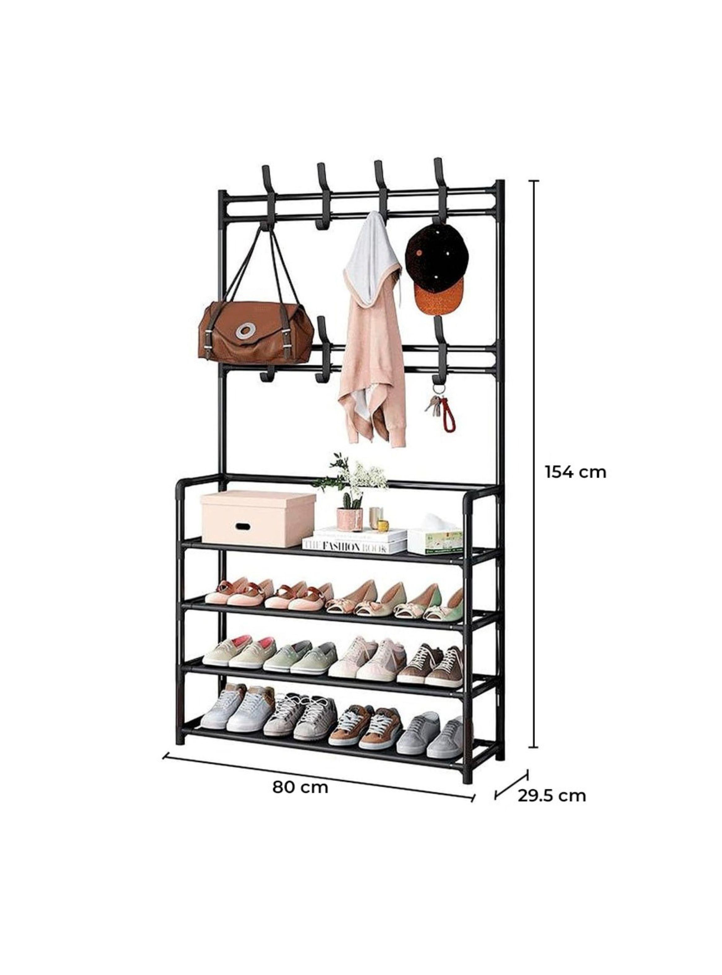 Estante Multiusos Almacenamiento Zapatero 4 Niveles Negro-1