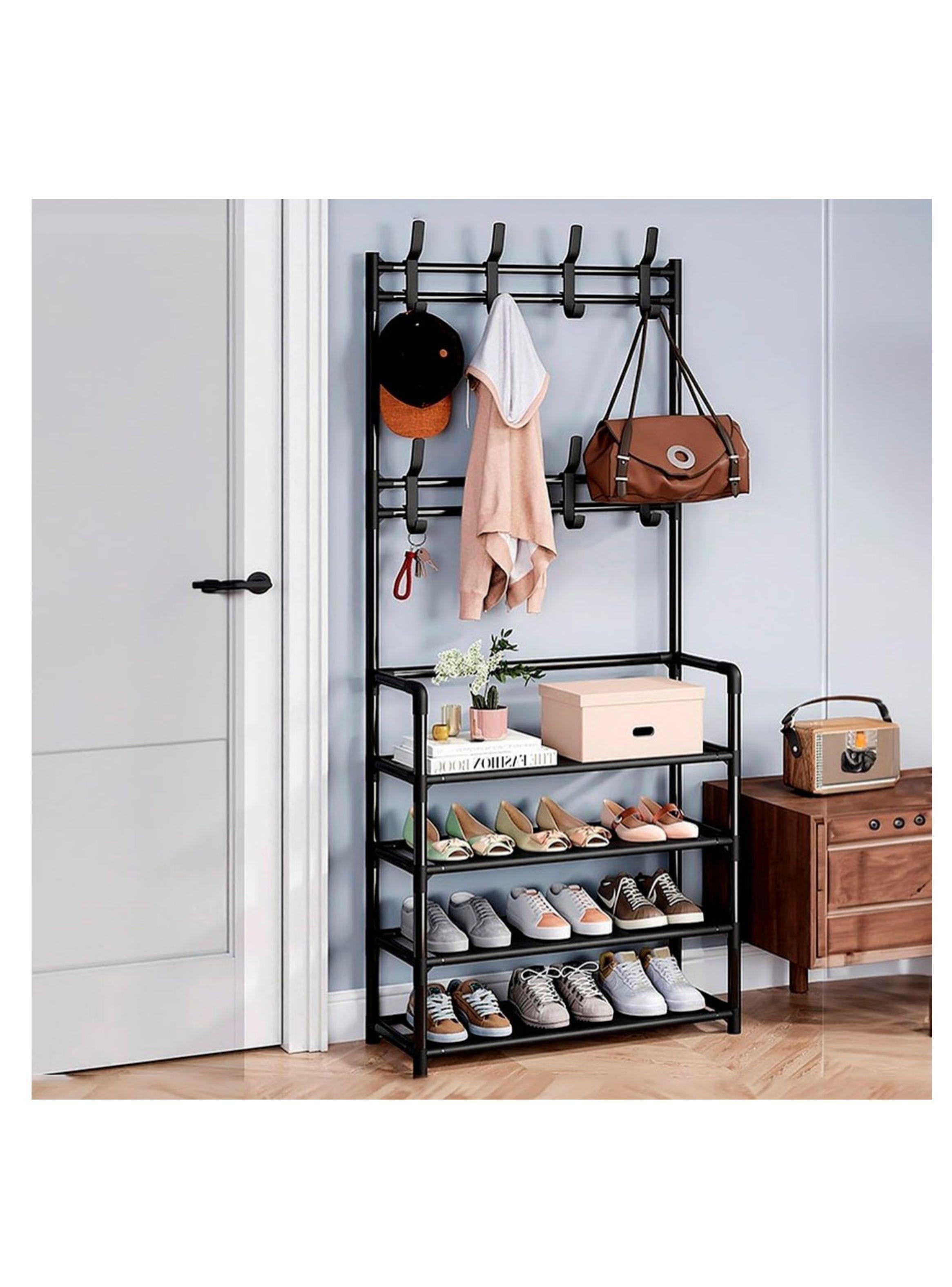 Estante Multiusos Almacenamiento Zapatero 4 Niveles Negro-2