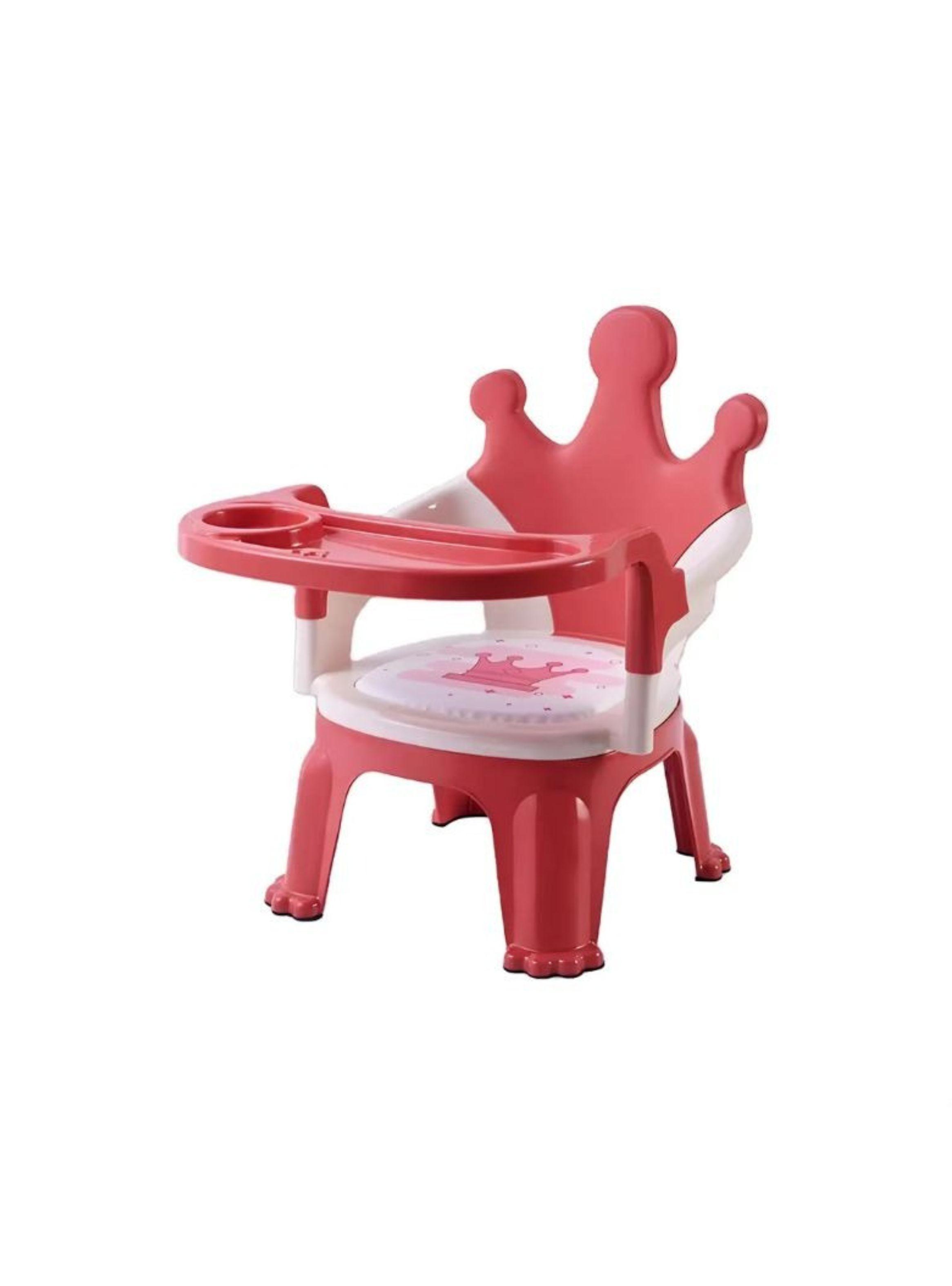Silla De Comer Bebe Portátil Corona Con Bandeja Rosa-0