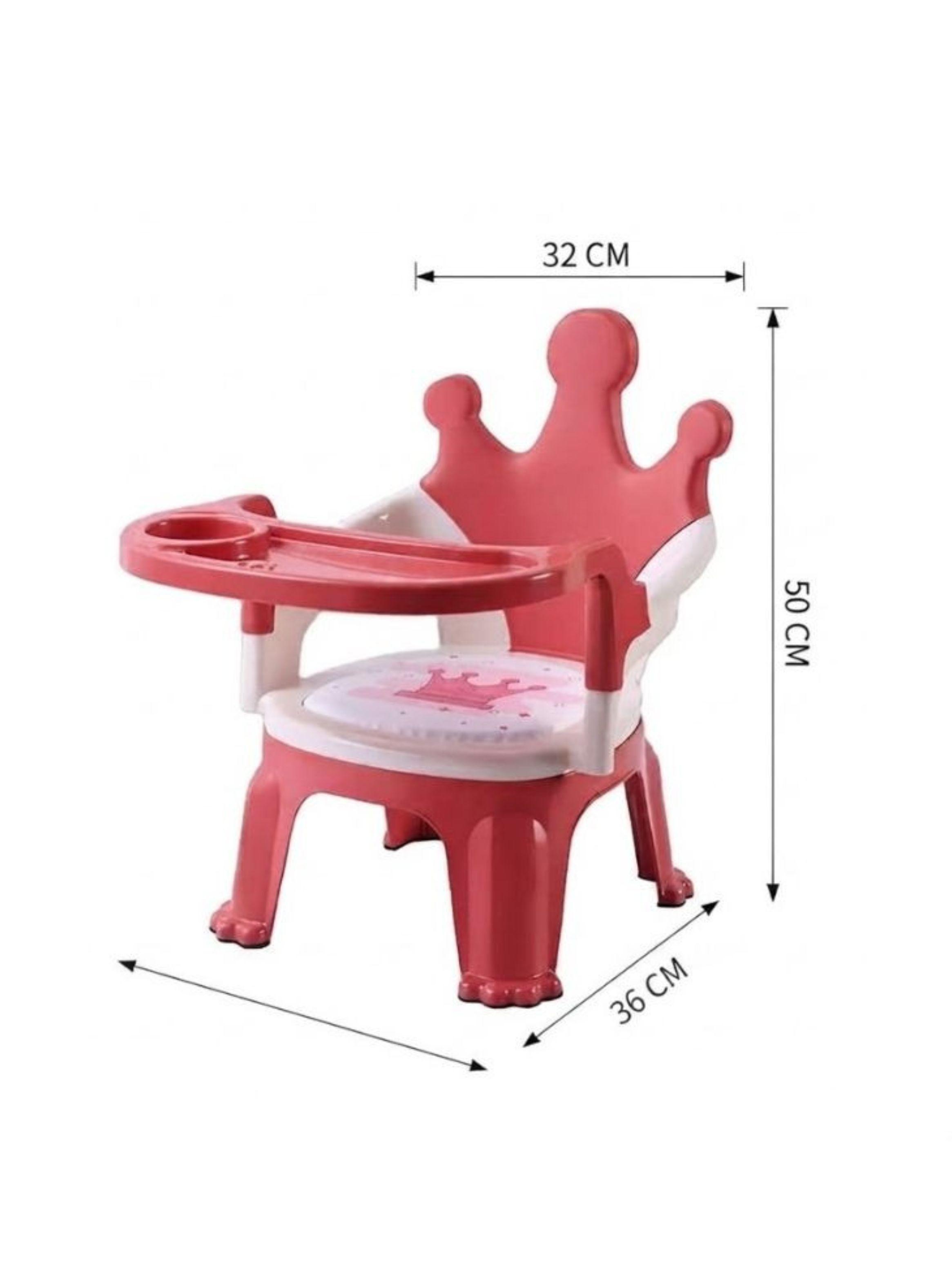 Silla De Comer Bebe Portátil Corona Con Bandeja Rosa-1