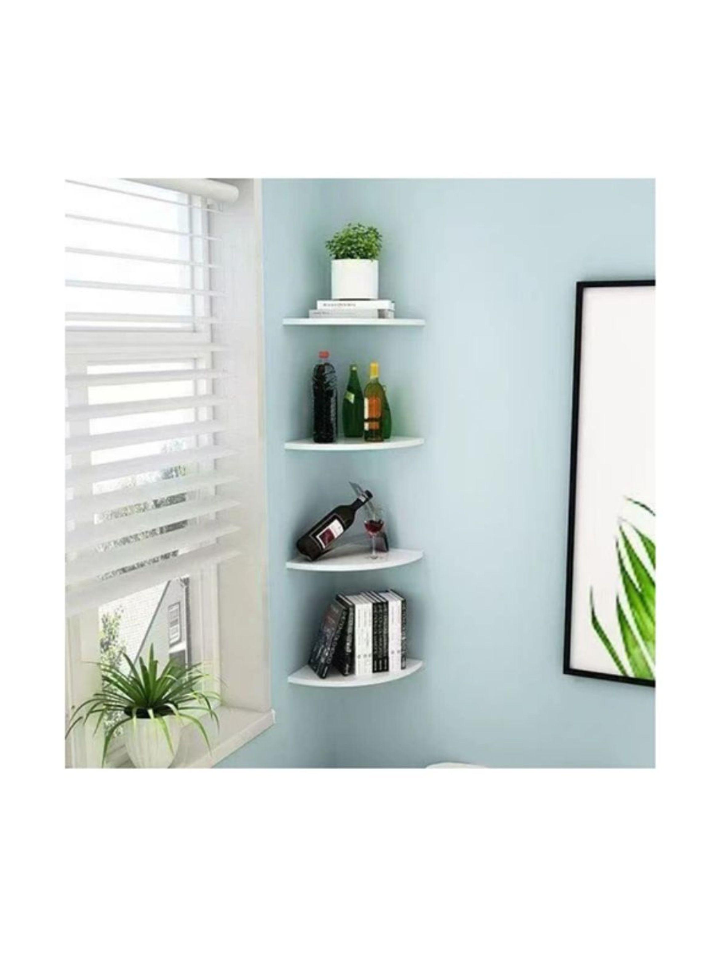 Repisa Esquinero Estante Flotante 4 Niveles Blanco-1