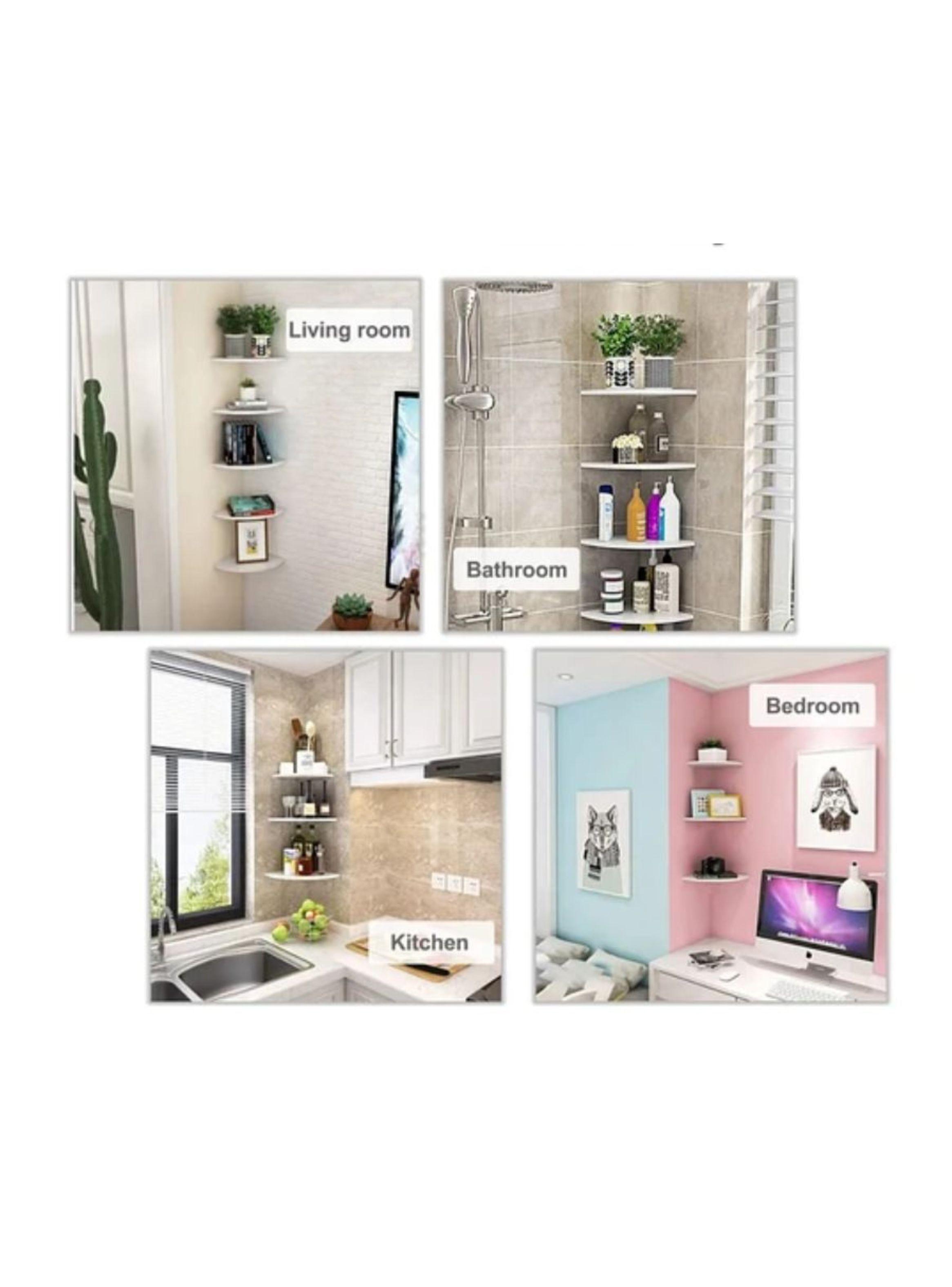 Repisa Esquinero Estante Flotante 4 Niveles Blanco-2