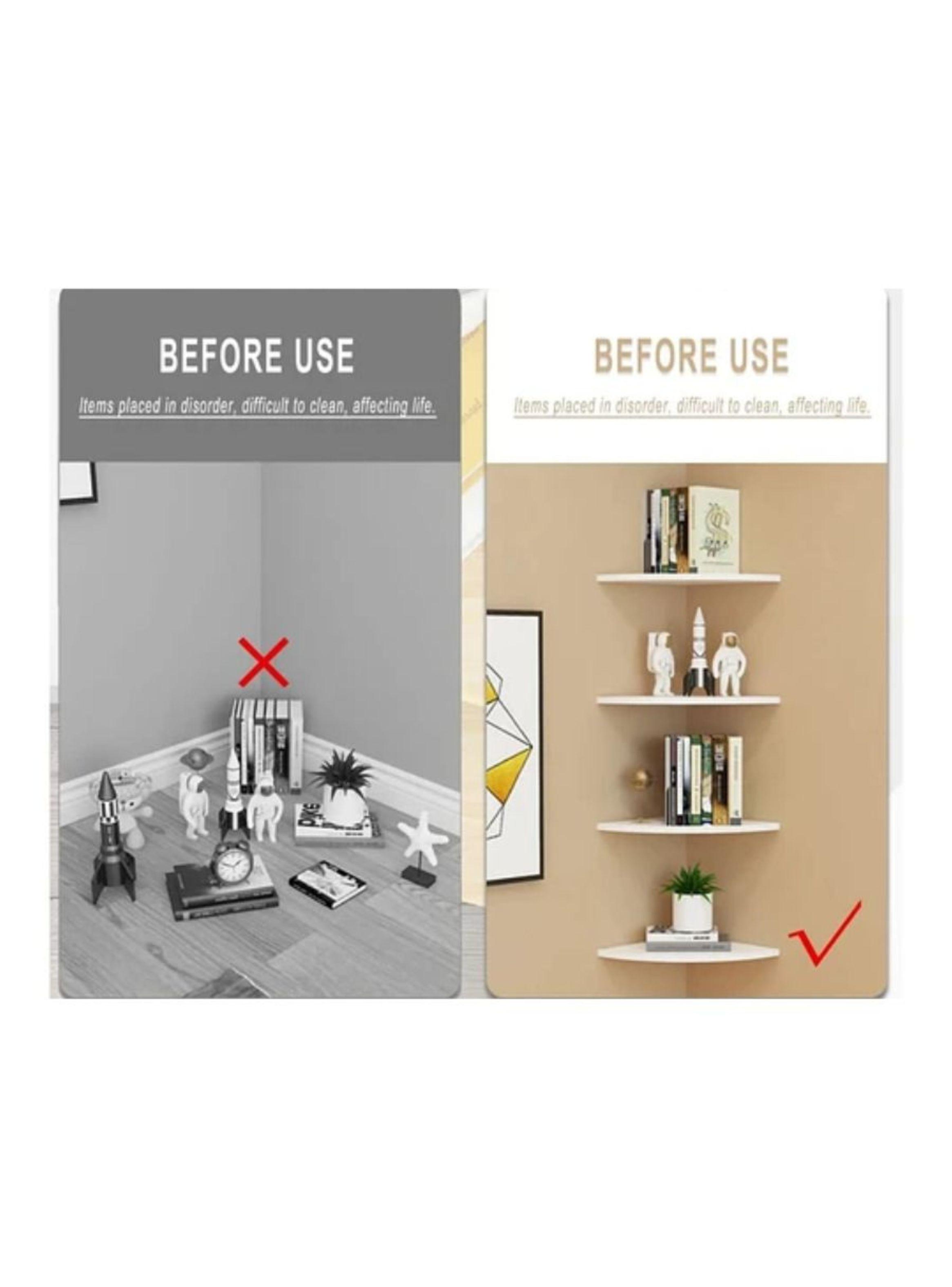 Repisa Esquinero Estante Flotante 4 Niveles Blanco-5