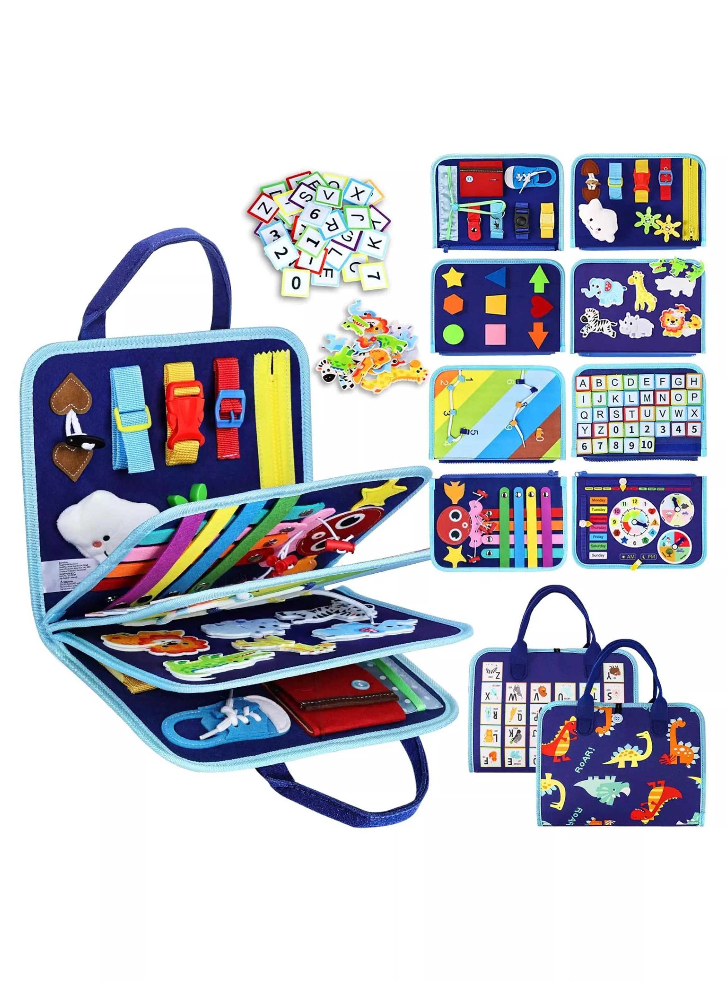 Maletín Educativo Montessori Juguete Didáctico Bebés Azul-4