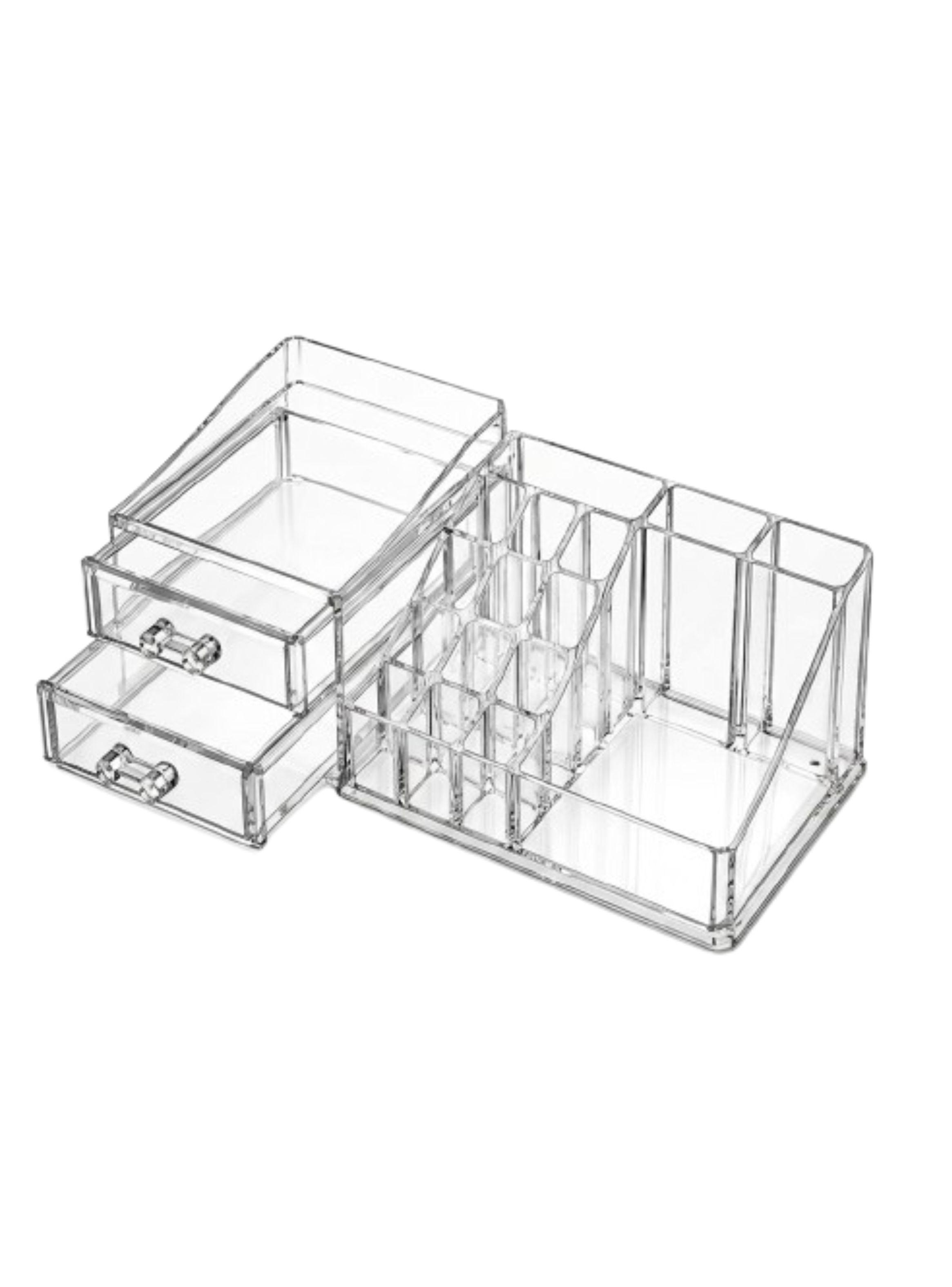 Organizador de Maquillaje Acrílico Transparente con Cajón y Compartimentos-0