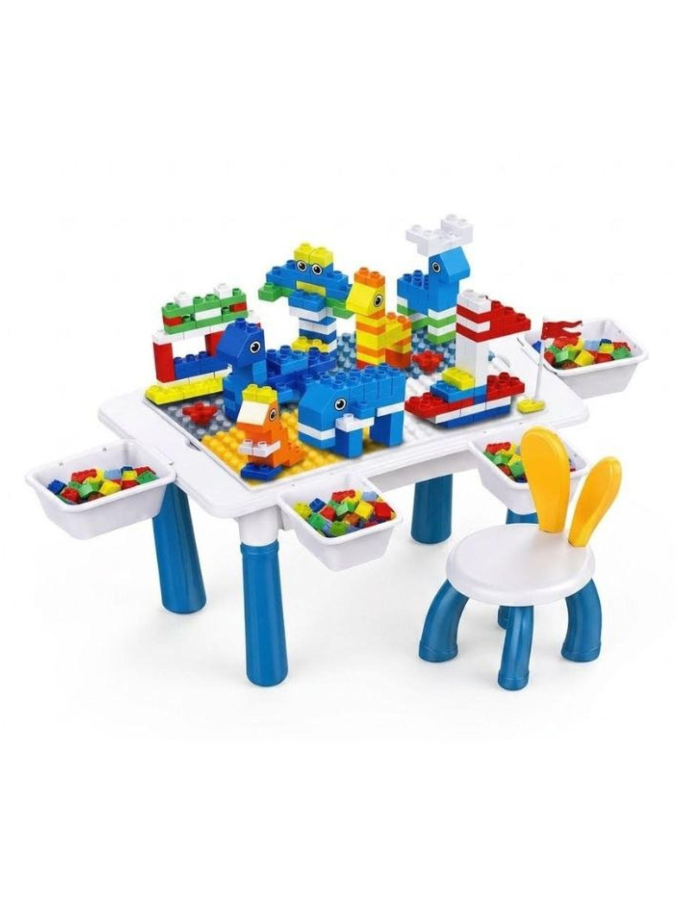 Set De Juego Didáctico Con Mesa Bloques Tipo Lego Para Niños Con Silla-0