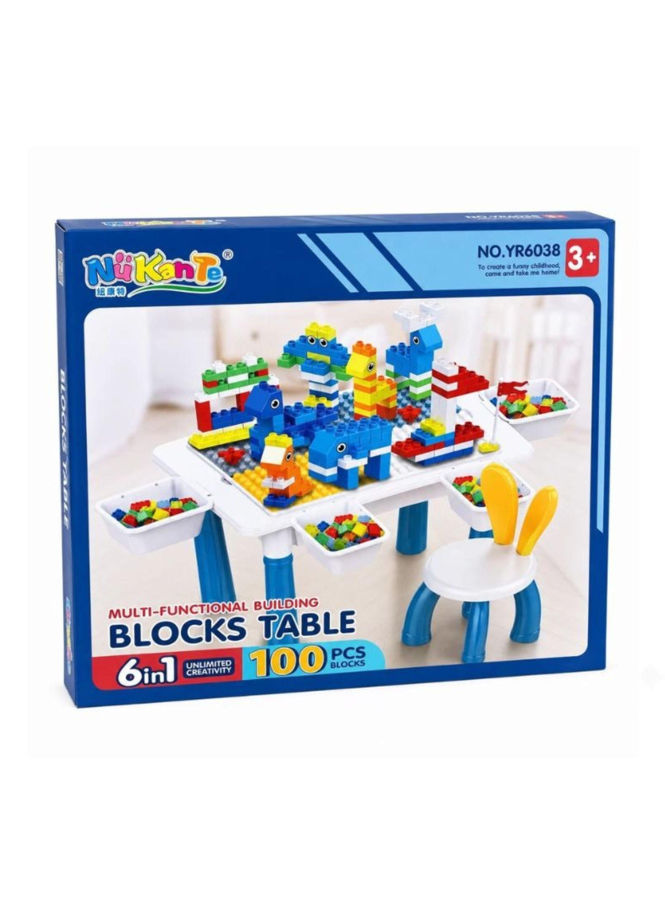 Set De Juego Didáctico Con Mesa Bloques Tipo Lego Para Niños Con Silla-2