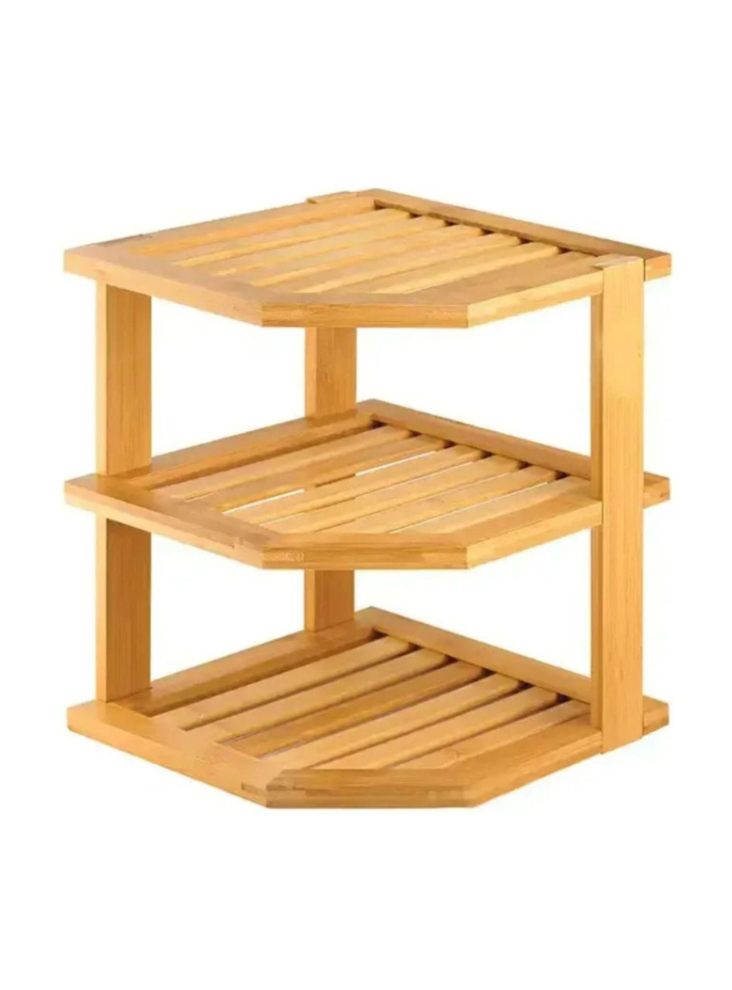 Estante Esquinero De Cocina Bambú Organizador 3 Niveles 25x25-0