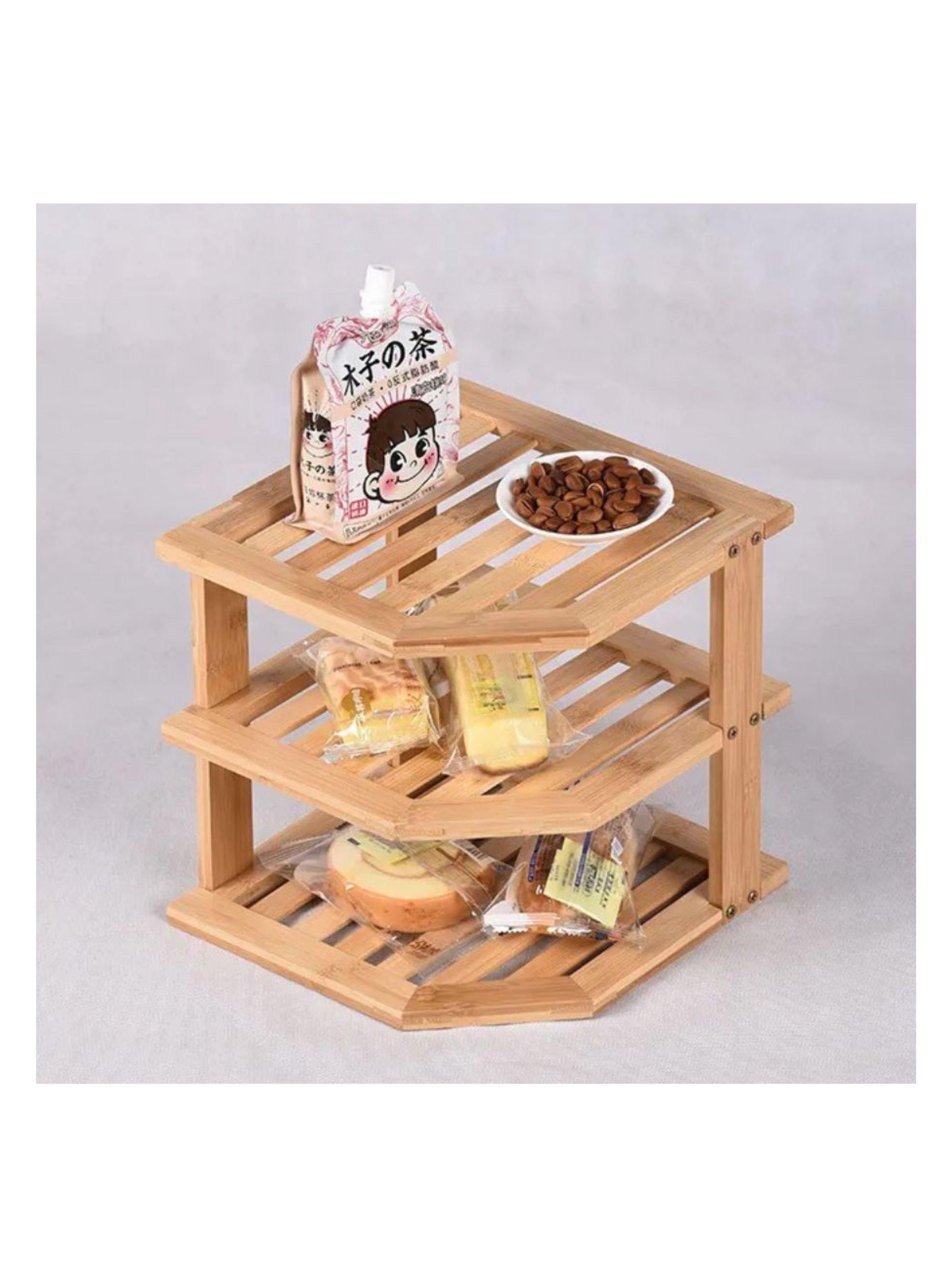 Estante Esquinero De Cocina Bambú Organizador 3 Niveles 25x25-2
