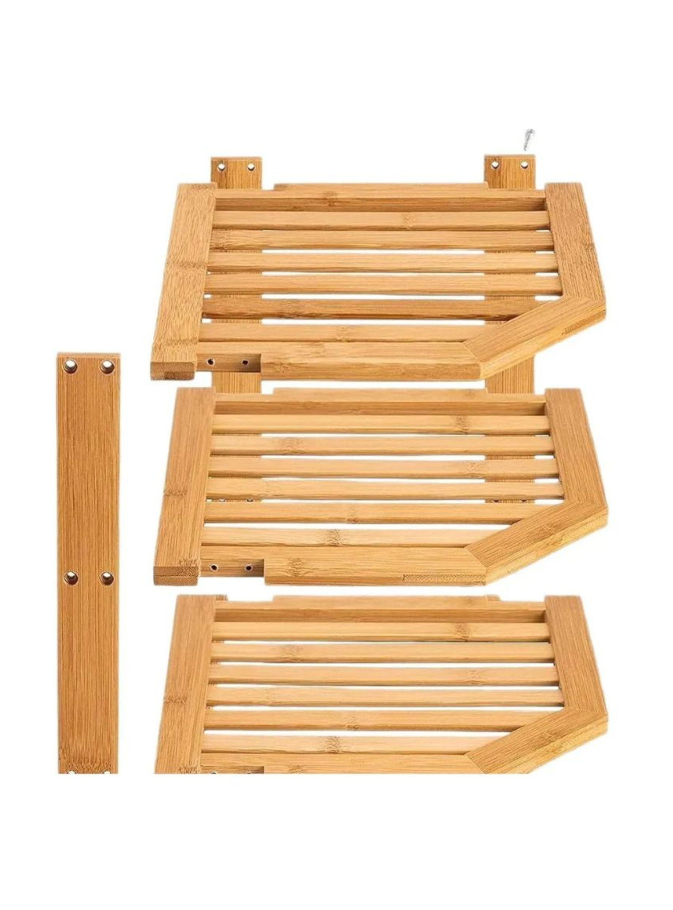 Estante Esquinero De Cocina Bambú Organizador 3 Niveles 25x25-3