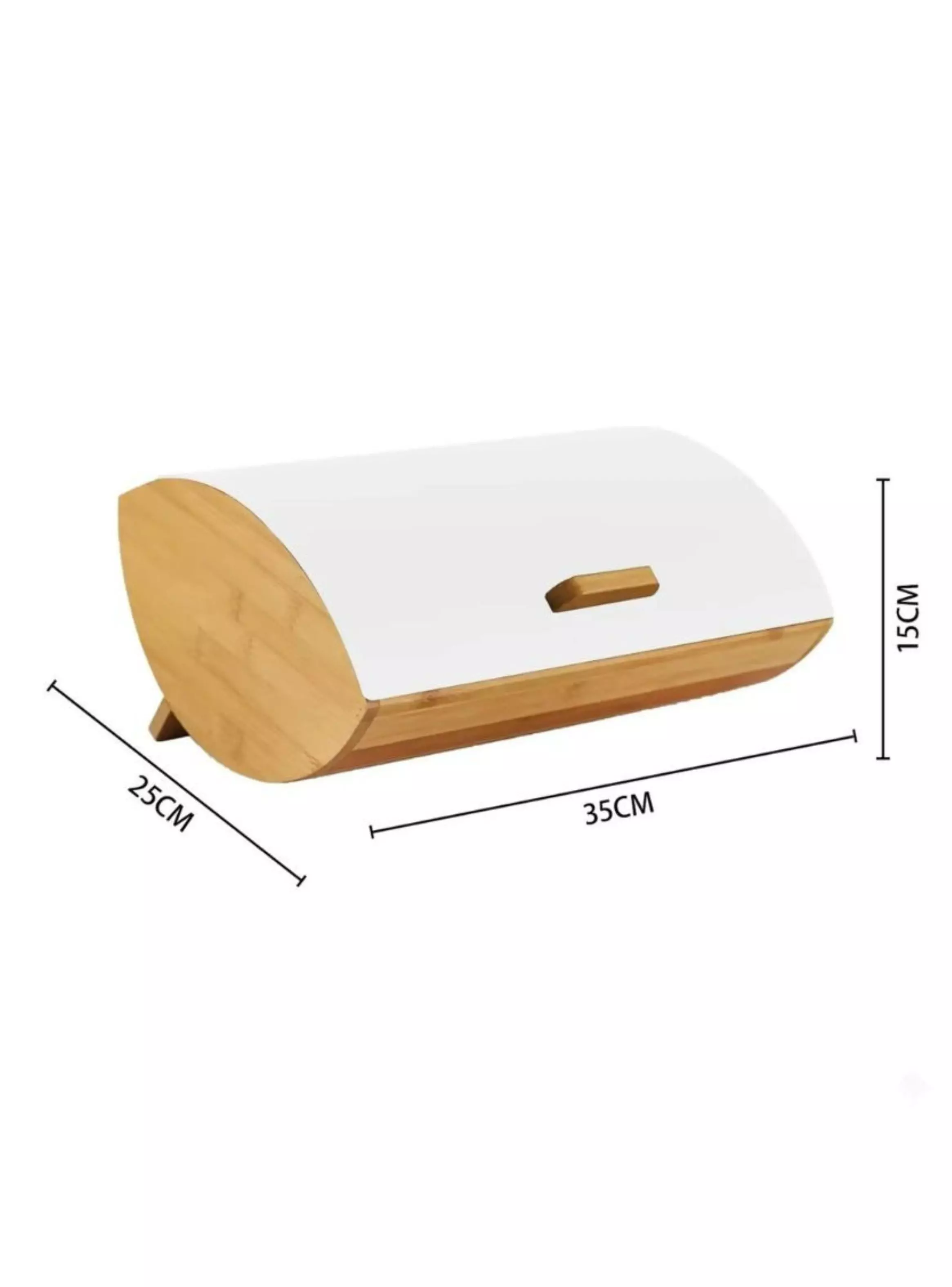 Panera De Bambú Con Tapa Blanca Organizador De Cocina-2