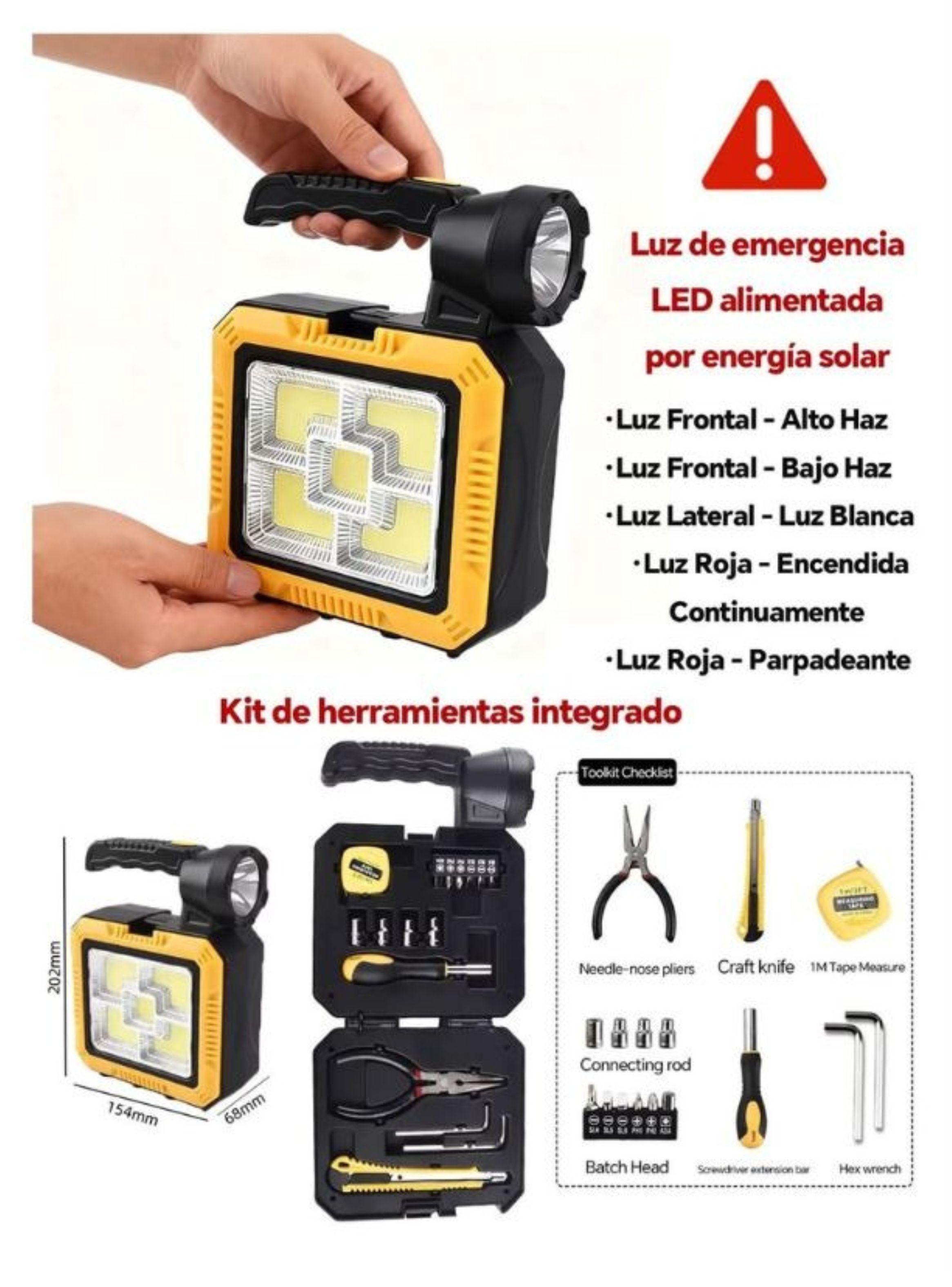 Foco Linterna Recargable Solar Camping Portátil Kit Herramientas-3