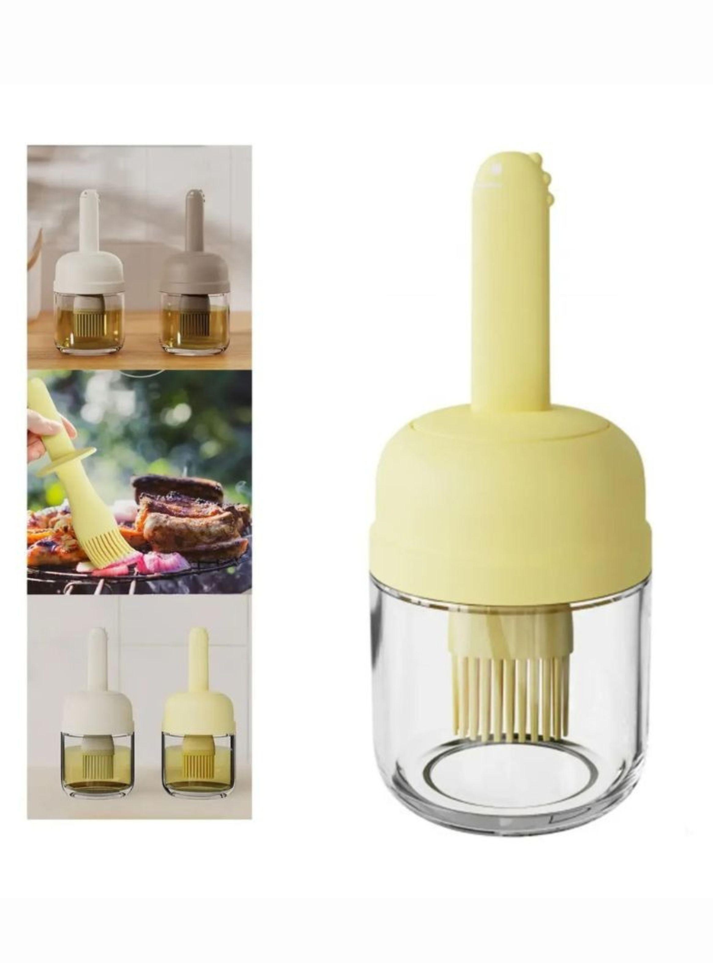 Dispensador De Aceite Vidrio Con Pincel Brocha Silicona Cocina-3