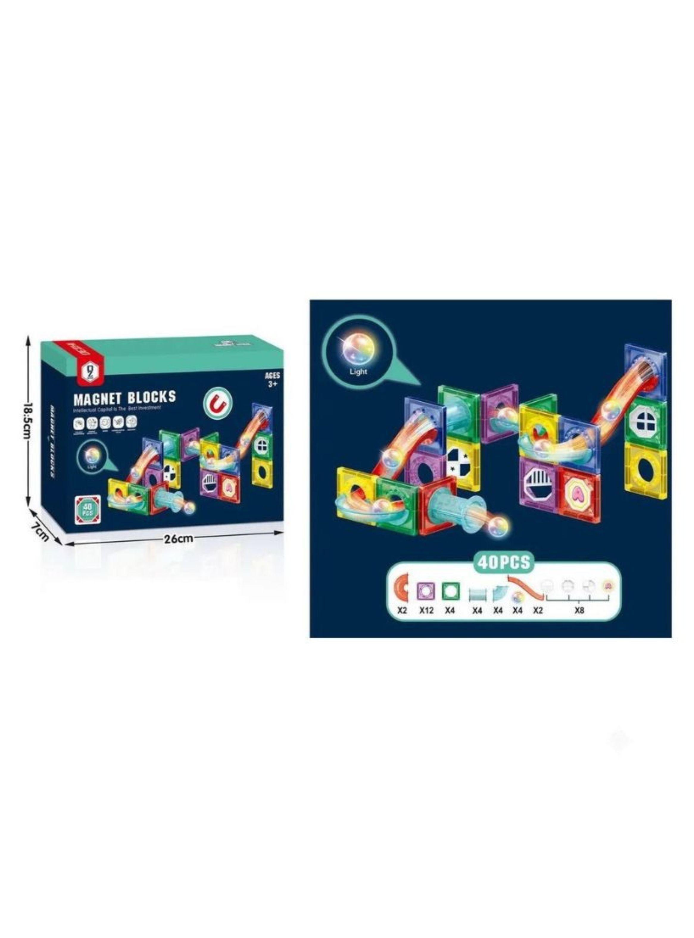 Bloques Magneticos Canicas Con Luz 40 Pzas Iman Juguete-3