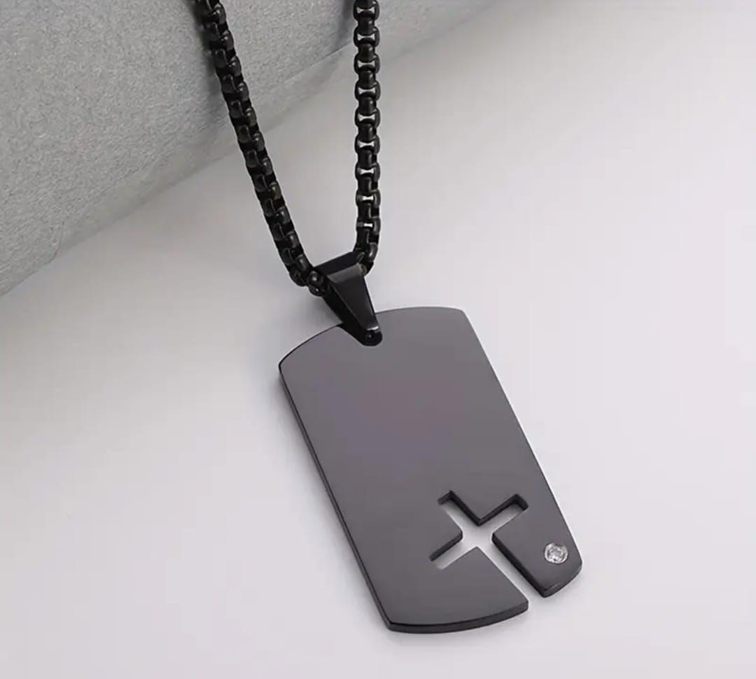 Collar Trofimo Cruz Placa Eterna en Acero Premium-0