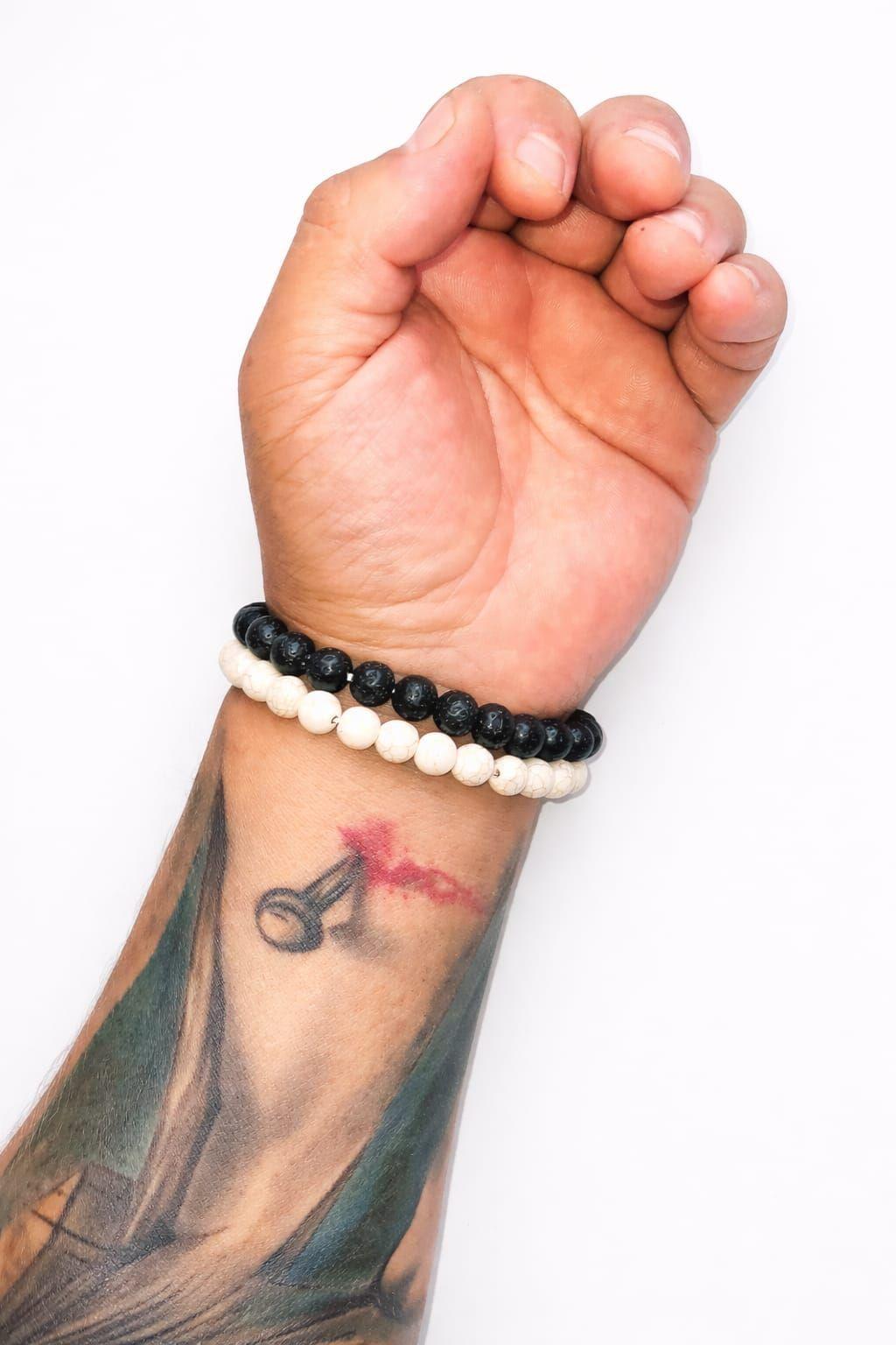 pulsera cristiana Dúo Cruz Aeterna – Blanco & Negro-2