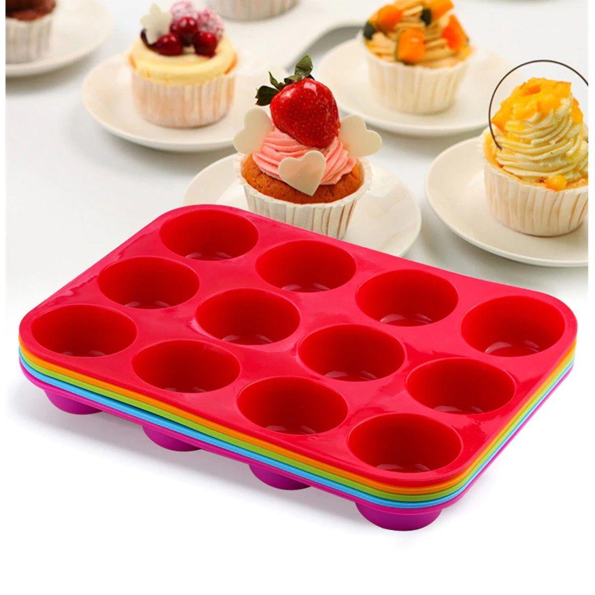 Molde Silicona Cupcake Economicos Muffin 12 Und-2