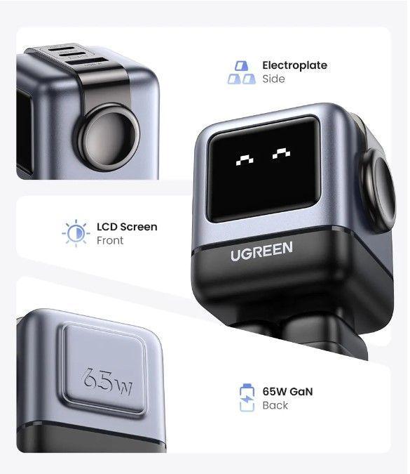 Cargador Multipuerto Rápido 30w Diseño Robot Ugreen-1