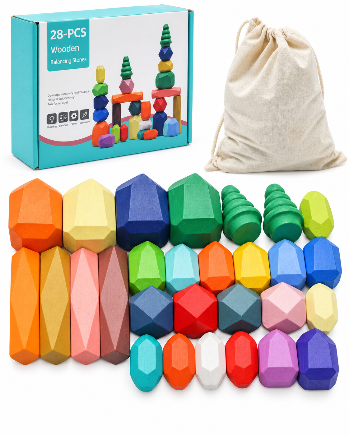 Piedras de Equilibrio de Madera Set 28 Piezas-2