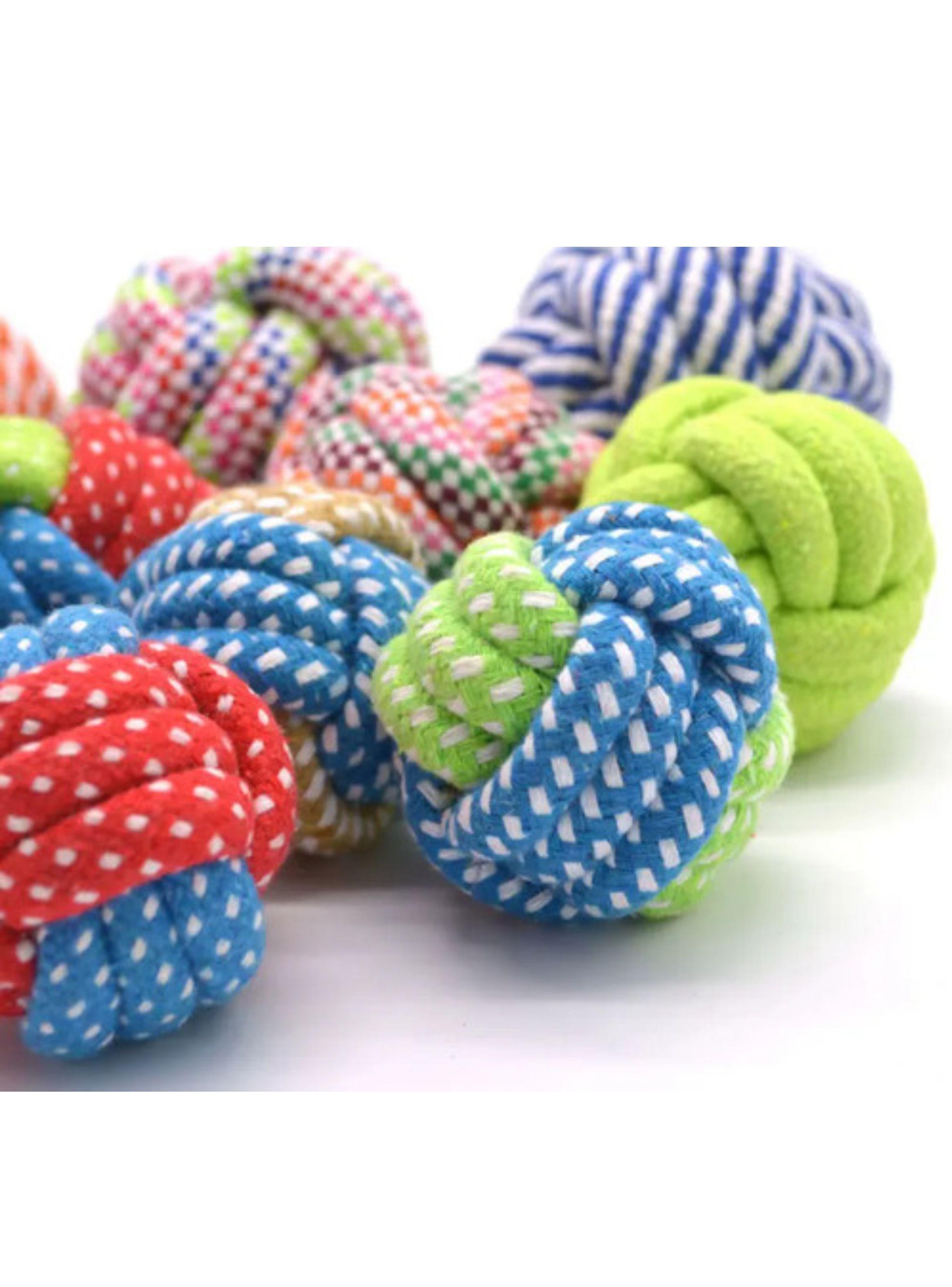 Pelota De Cuerda Perros Mordedor Resistente Varios Colores-2
