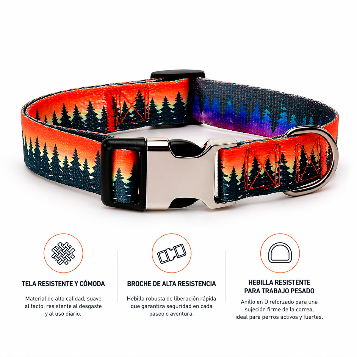 Collar Para Perro Dise o Bosque Atardecer Alta Resistencia-2