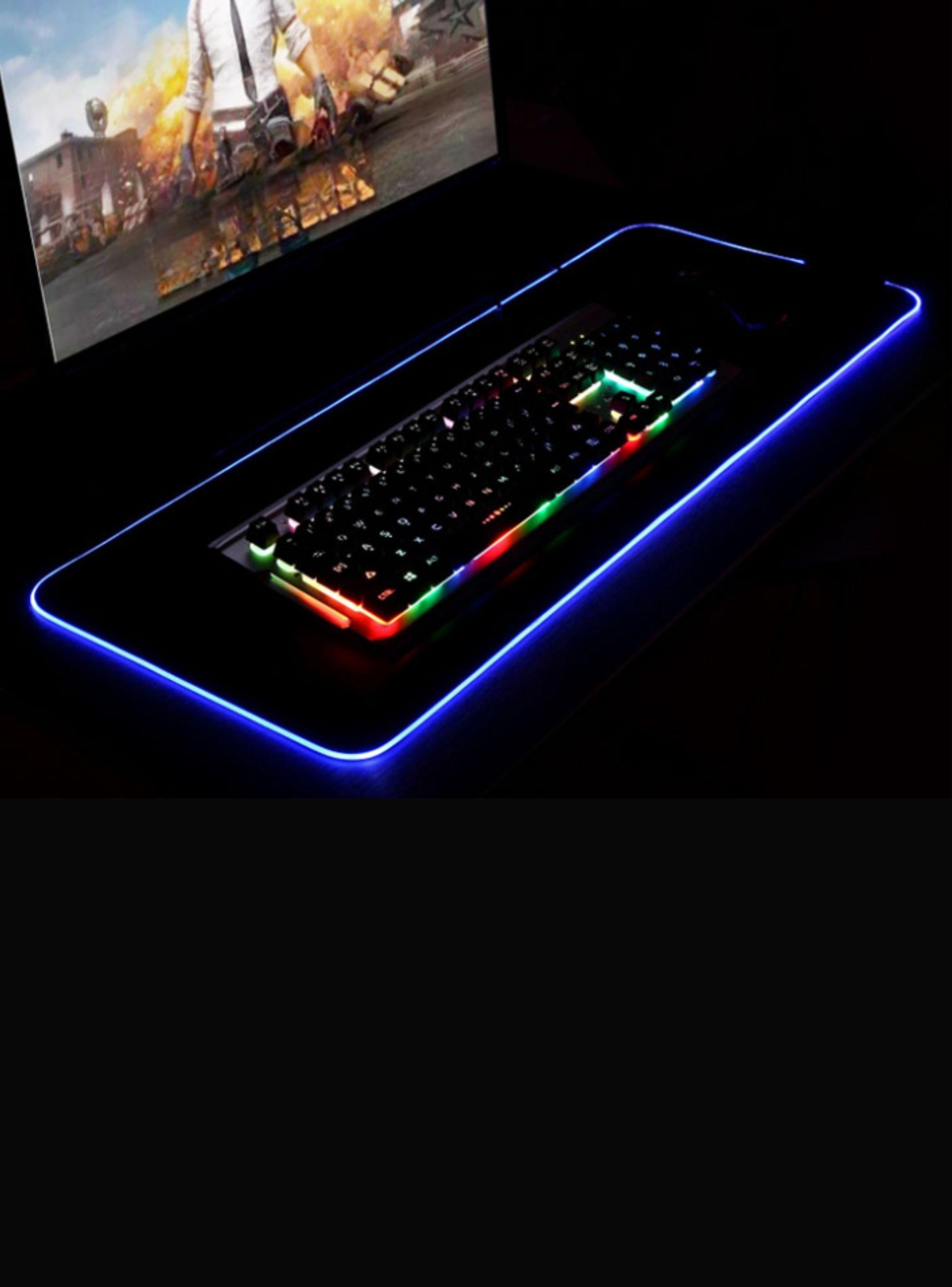 Mouse Pad Gamer Luz Led Waterproof 80x30 Color Negro-2