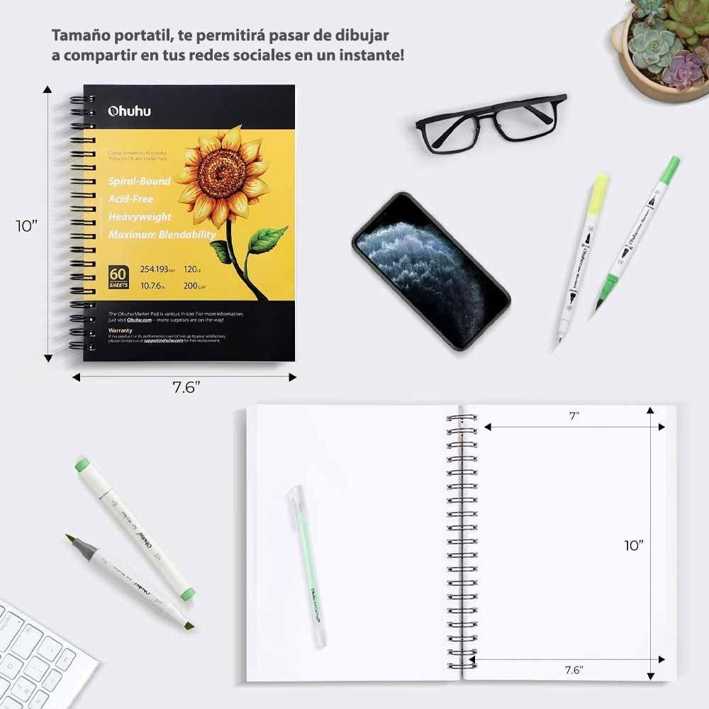 Block Ohuhu para marcadores (25.4x19.3cm, 60 hojas)-2