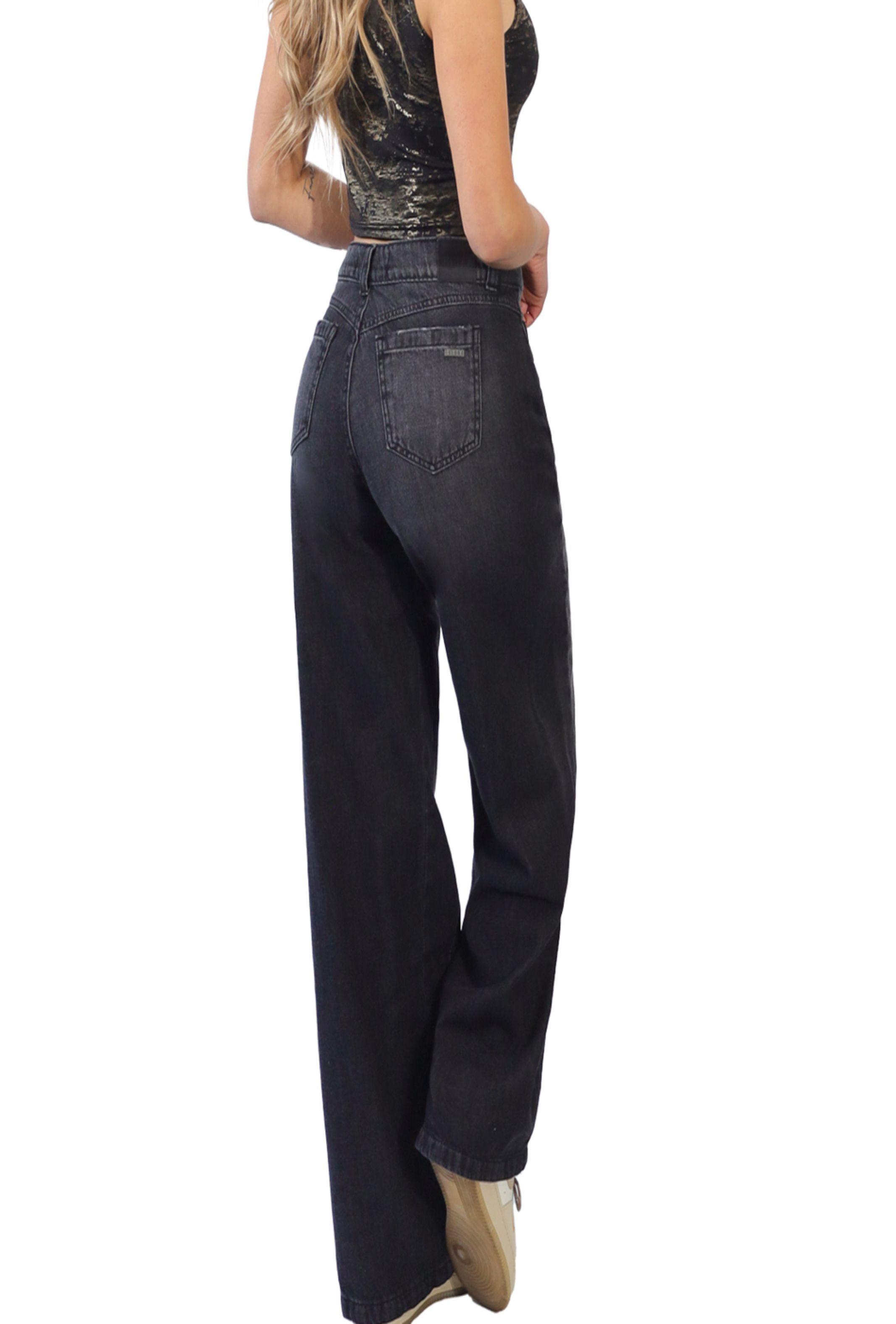 Jeans Wide Leg Ancho con Detalles Frontales – Estilo Trend-1