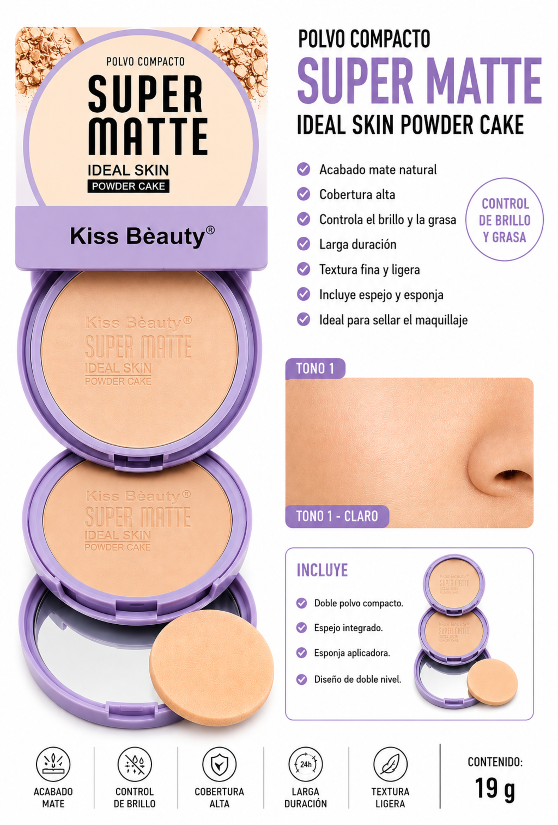  Piel Perfecta Todo el Día Polvo Compacto Mate Kiss Beauty-3