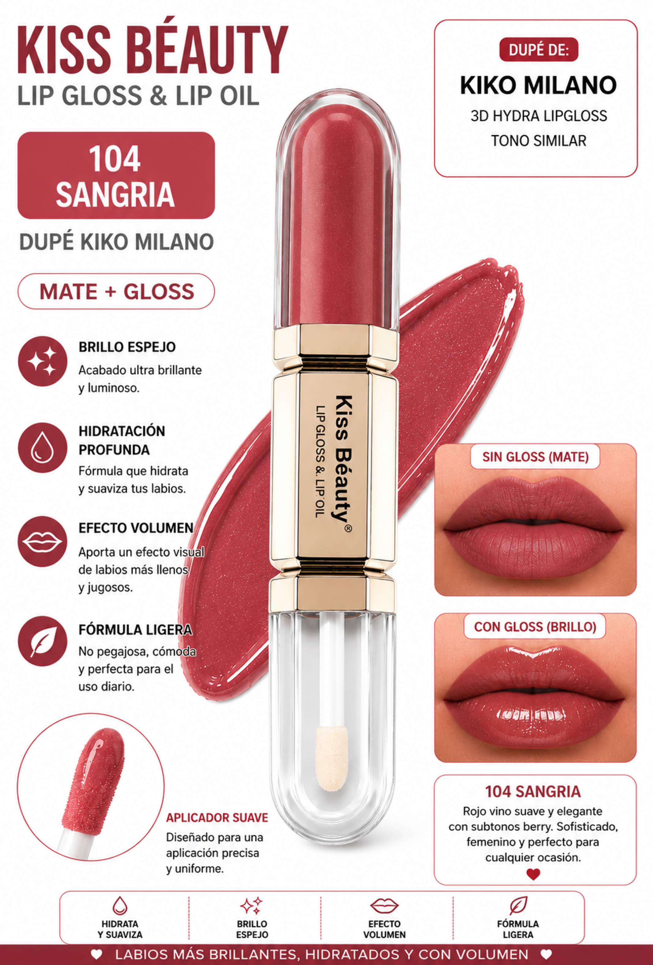Labios de Lujo al Instante | Lip Gloss & Lip Oil 2 en 1-2