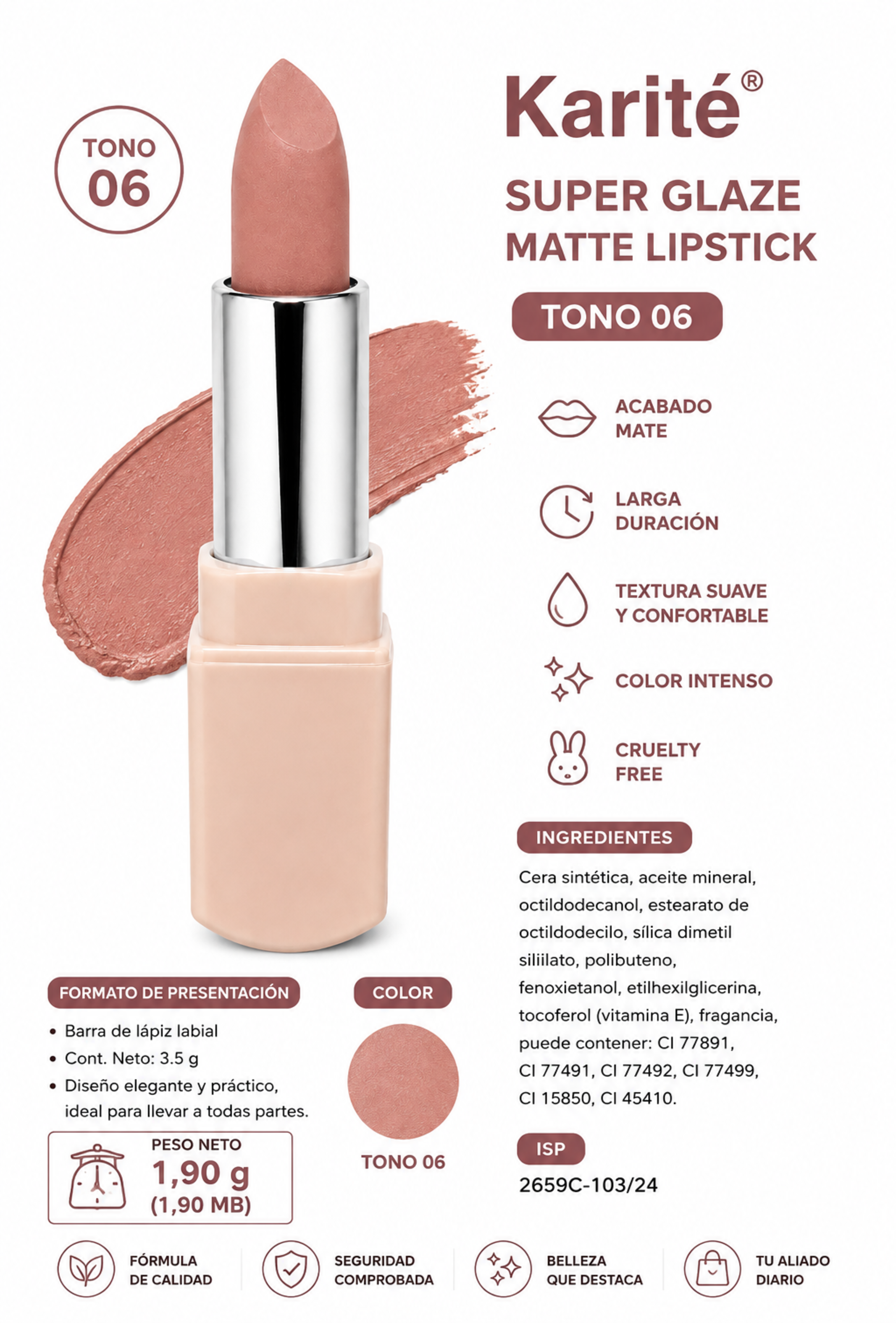 Labial Karité Super Glaze Matte – Color Intenso y Acabado Aterciopelado-2