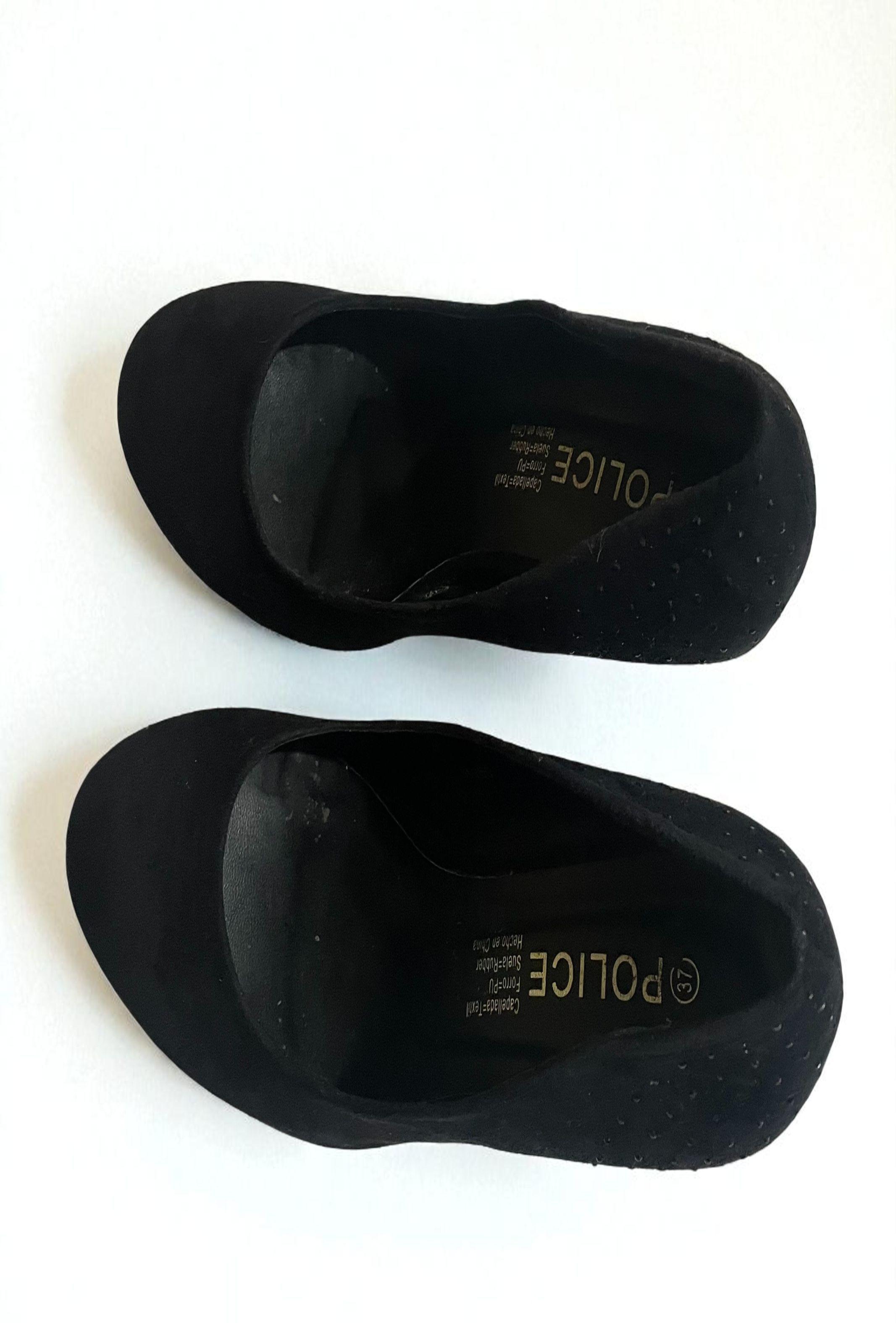 Zapatos de tacón mujer Gamuza negra con brillo elegante-2