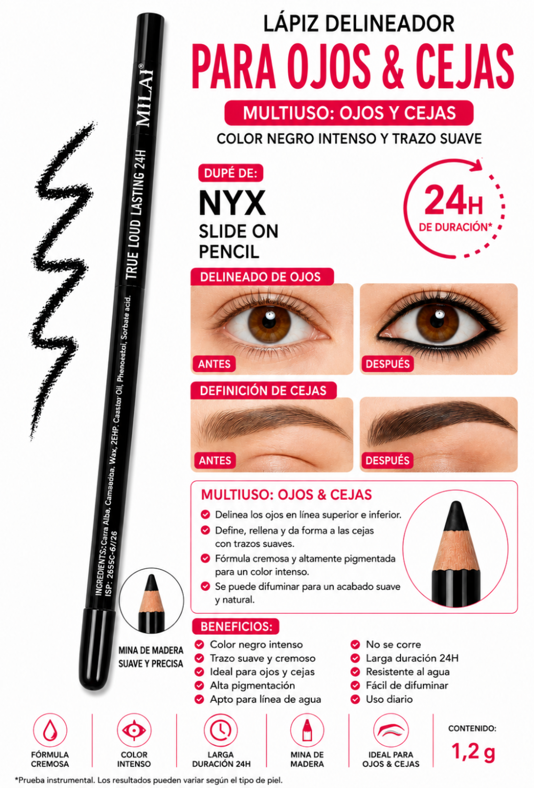 LÁPIZ DELINEADOR MULTIUSO – OJOS & CEJAS COLOR NEGRO INTENSO-2