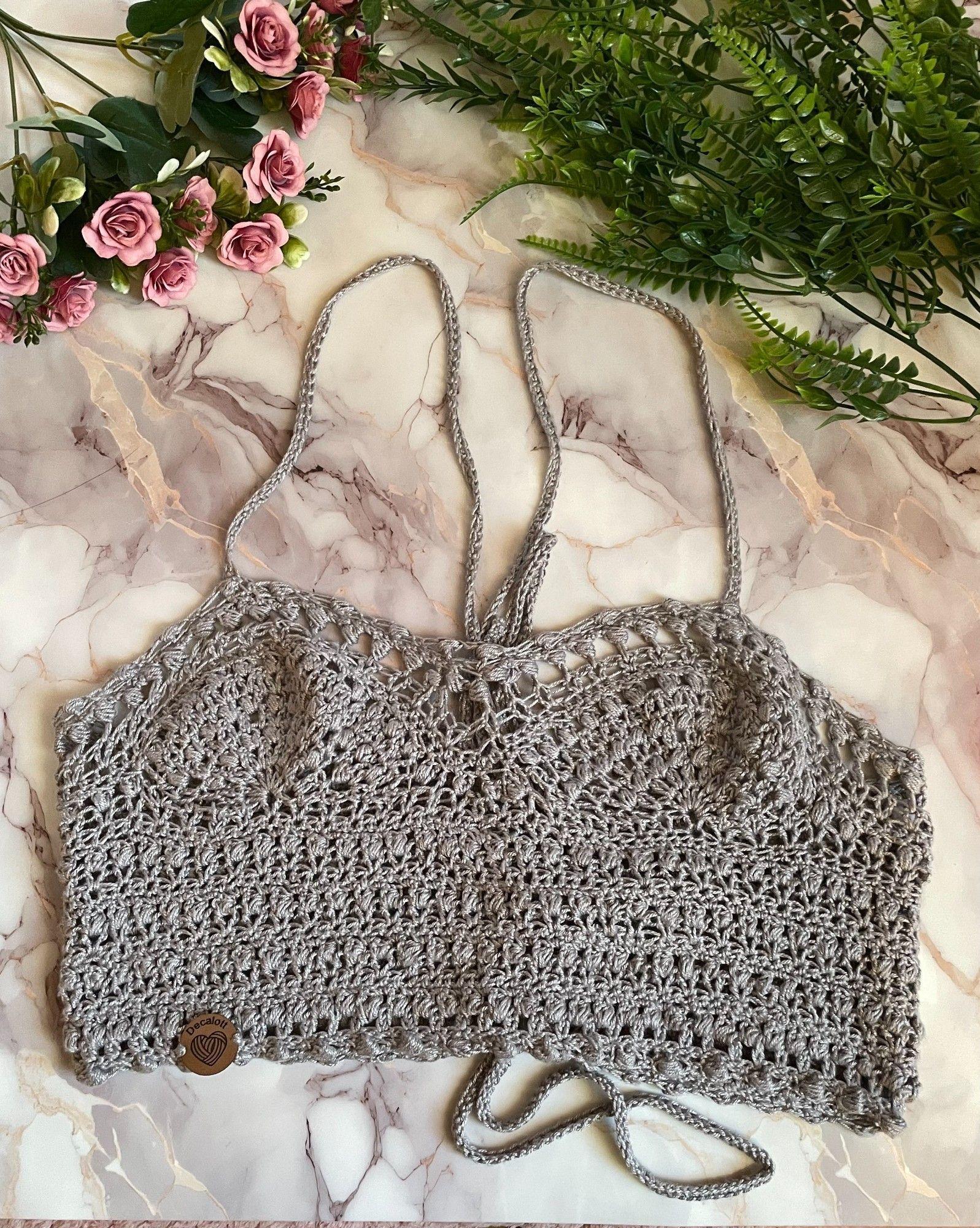 Crop Top Tejido Gris-2