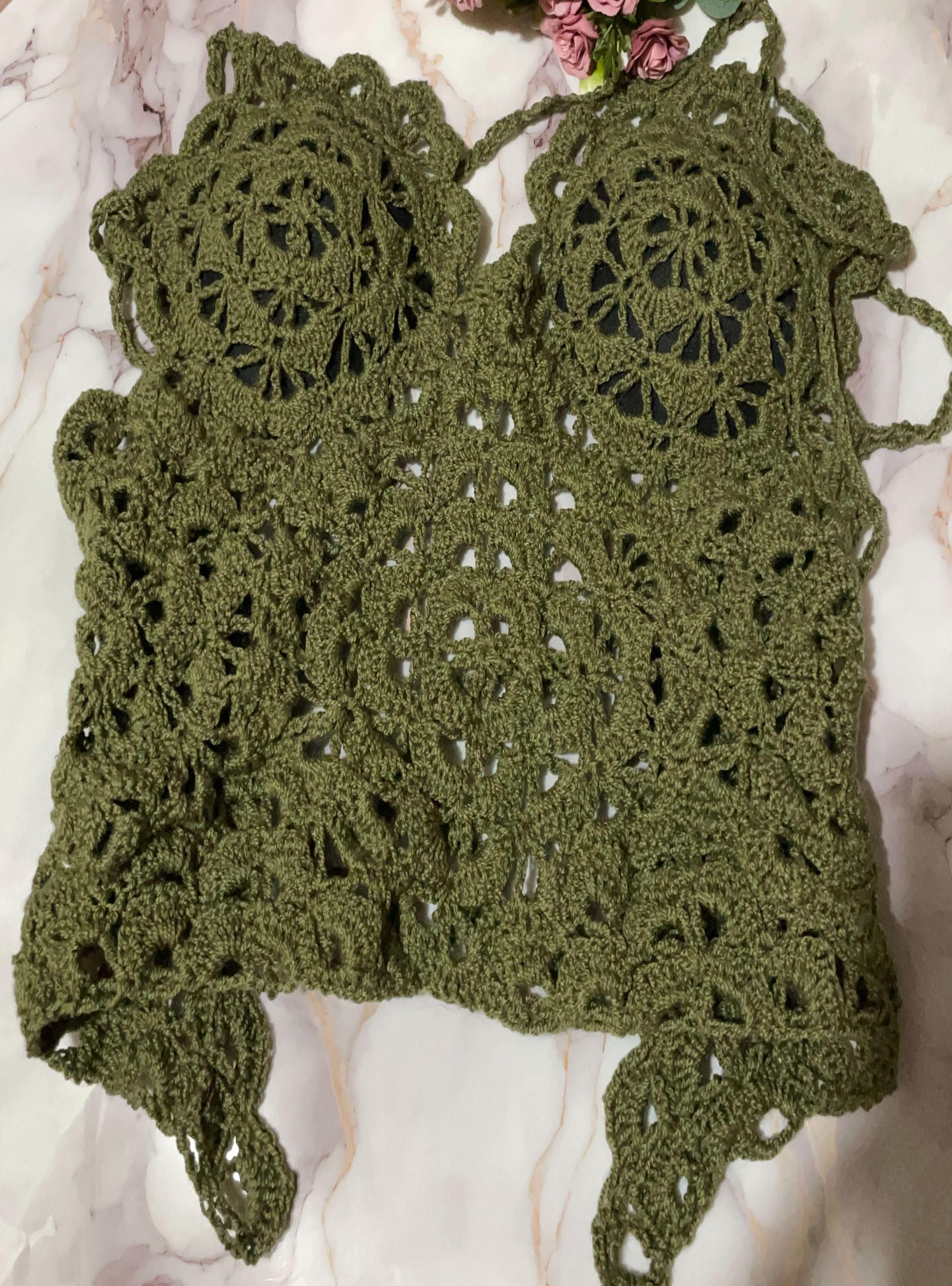 Top Tejido Crochet verde-2