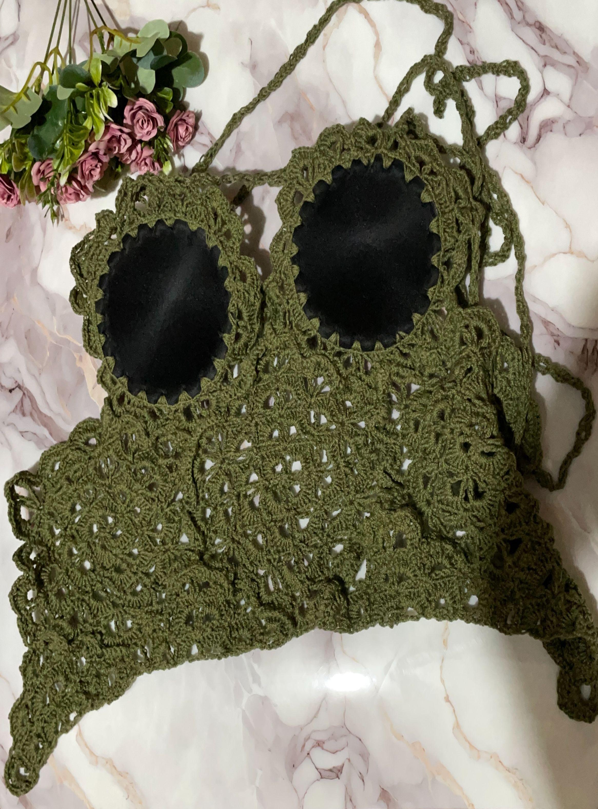 Top Tejido Crochet verde-3