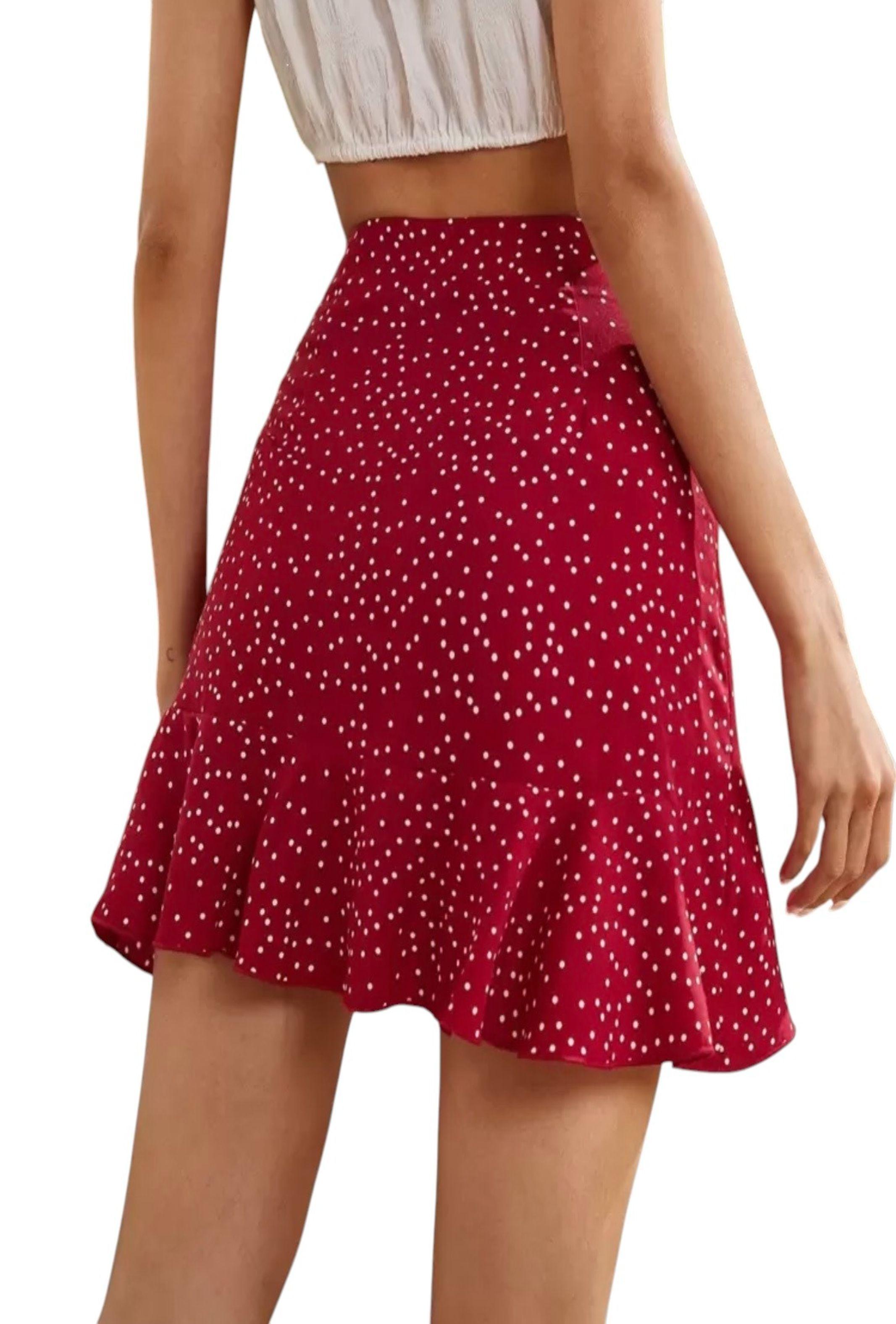 Falda Roja con Lunares y Amarre Lateral – Estilo Romántico-2