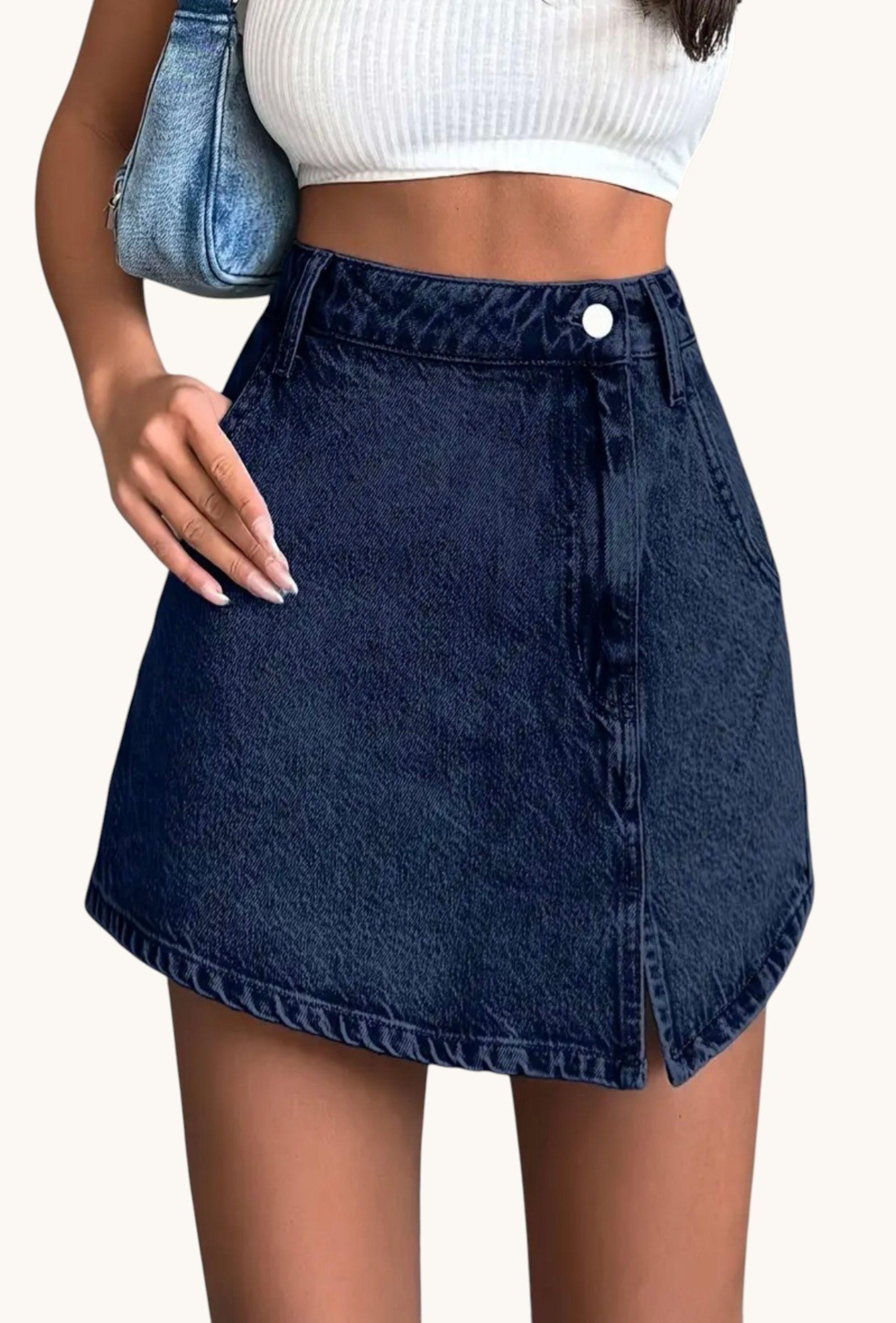 Falda Short Denim Mujer Azul Oscuro – Estilo Moderno, Cómoda-2