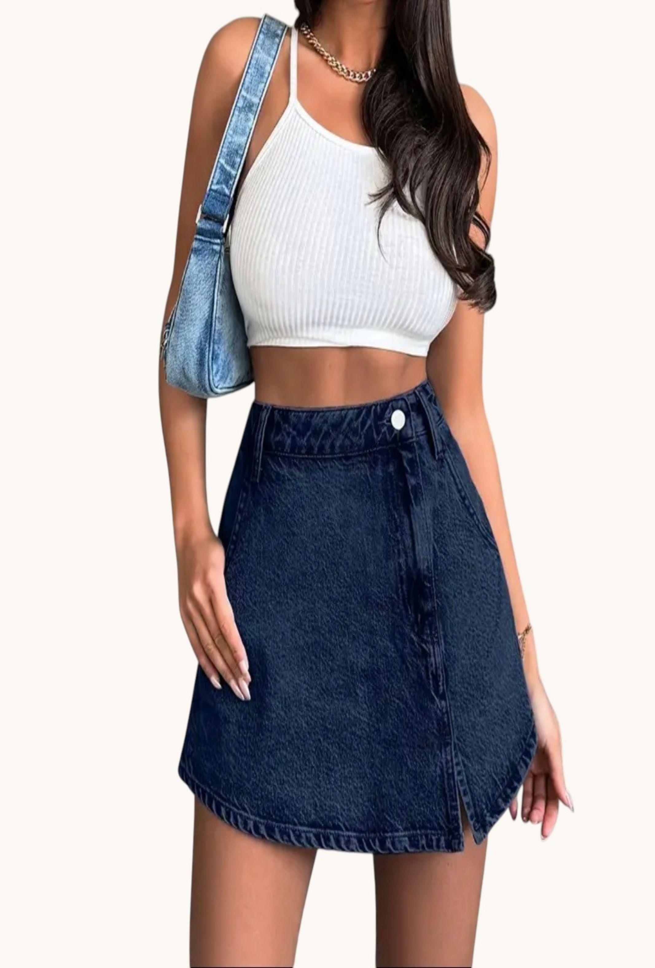 Falda Short Denim Mujer Azul Oscuro – Estilo Moderno, Cómoda-3