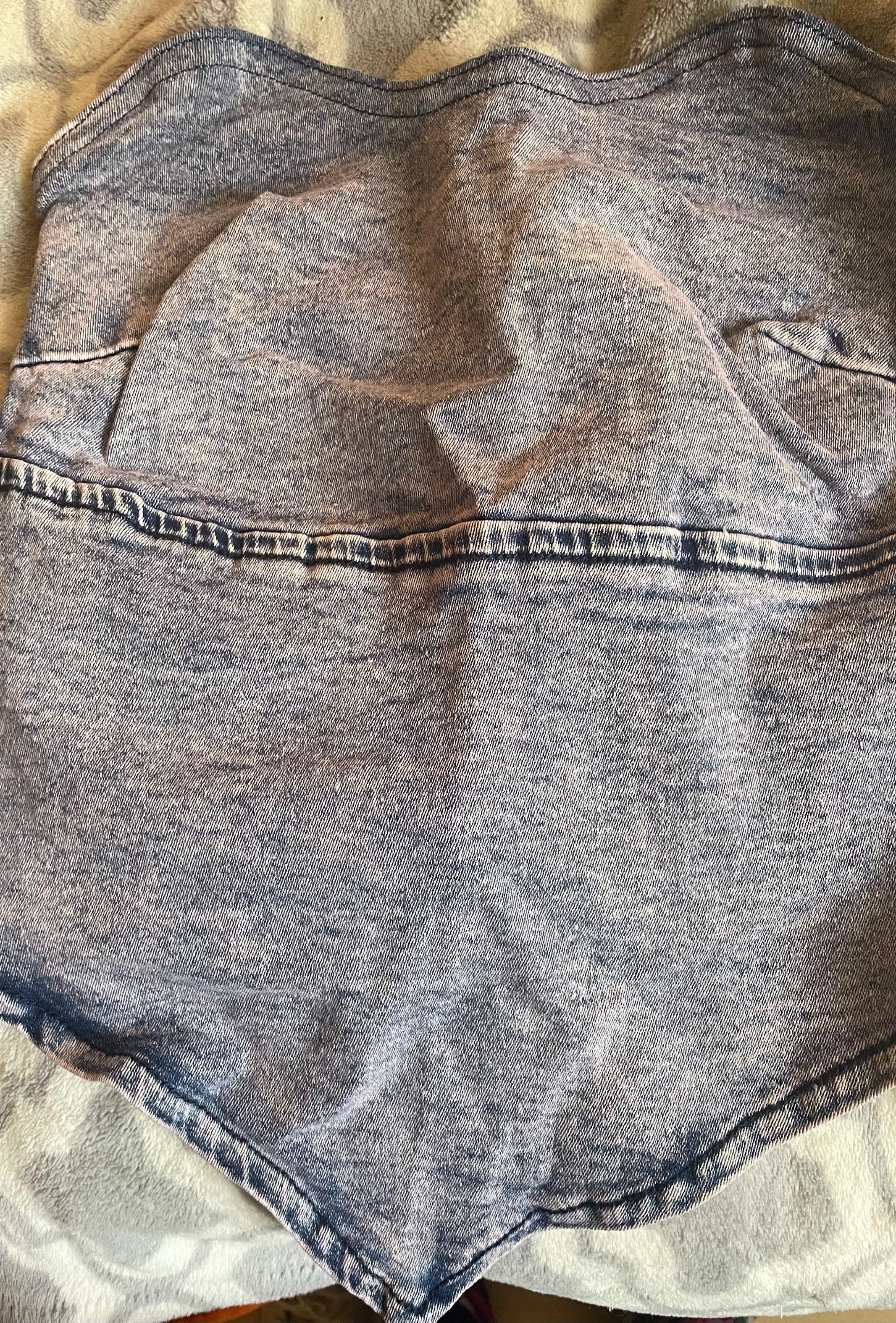 Top Jeans Azúl Strapless-3