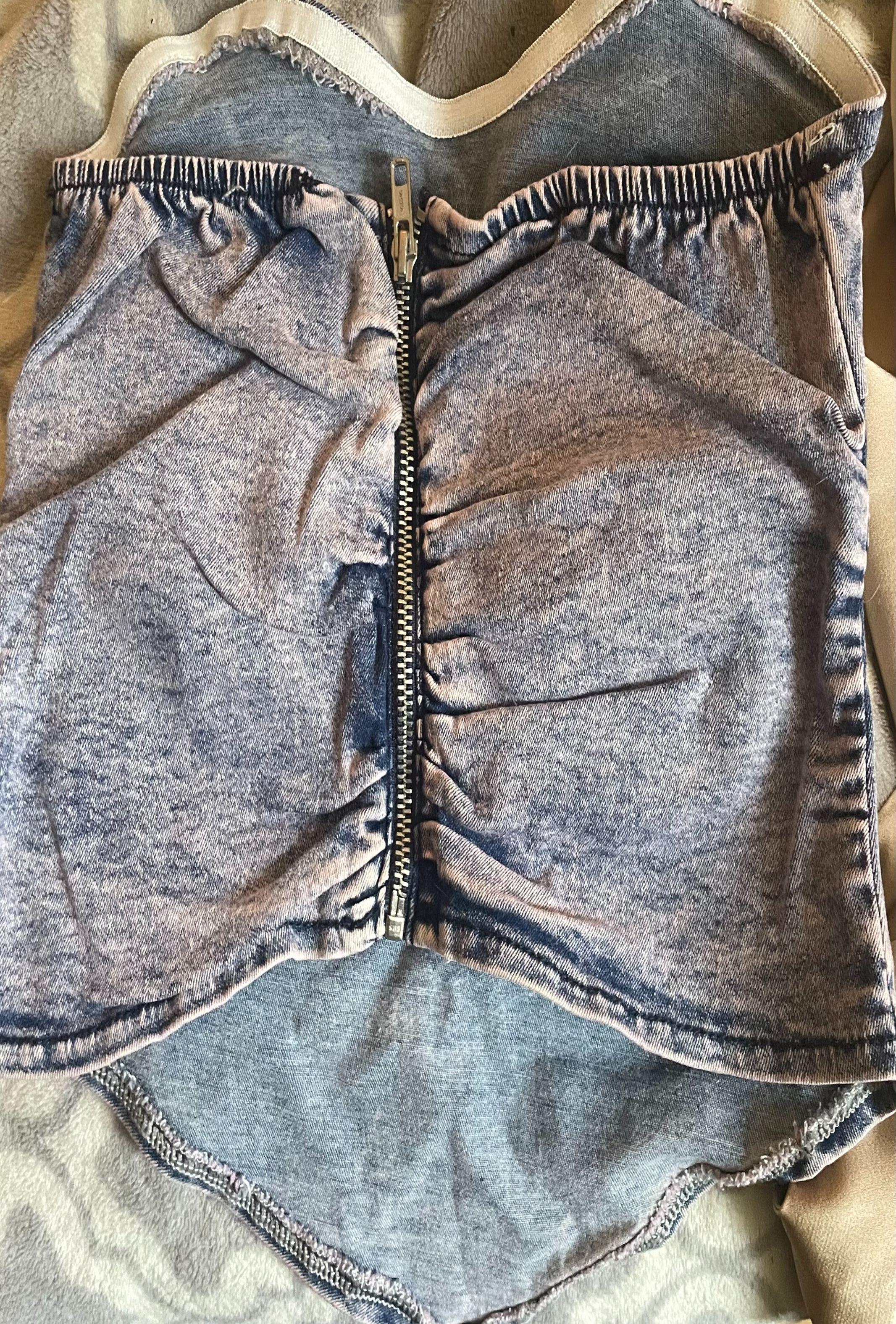 Top Jeans Azúl Strapless-4